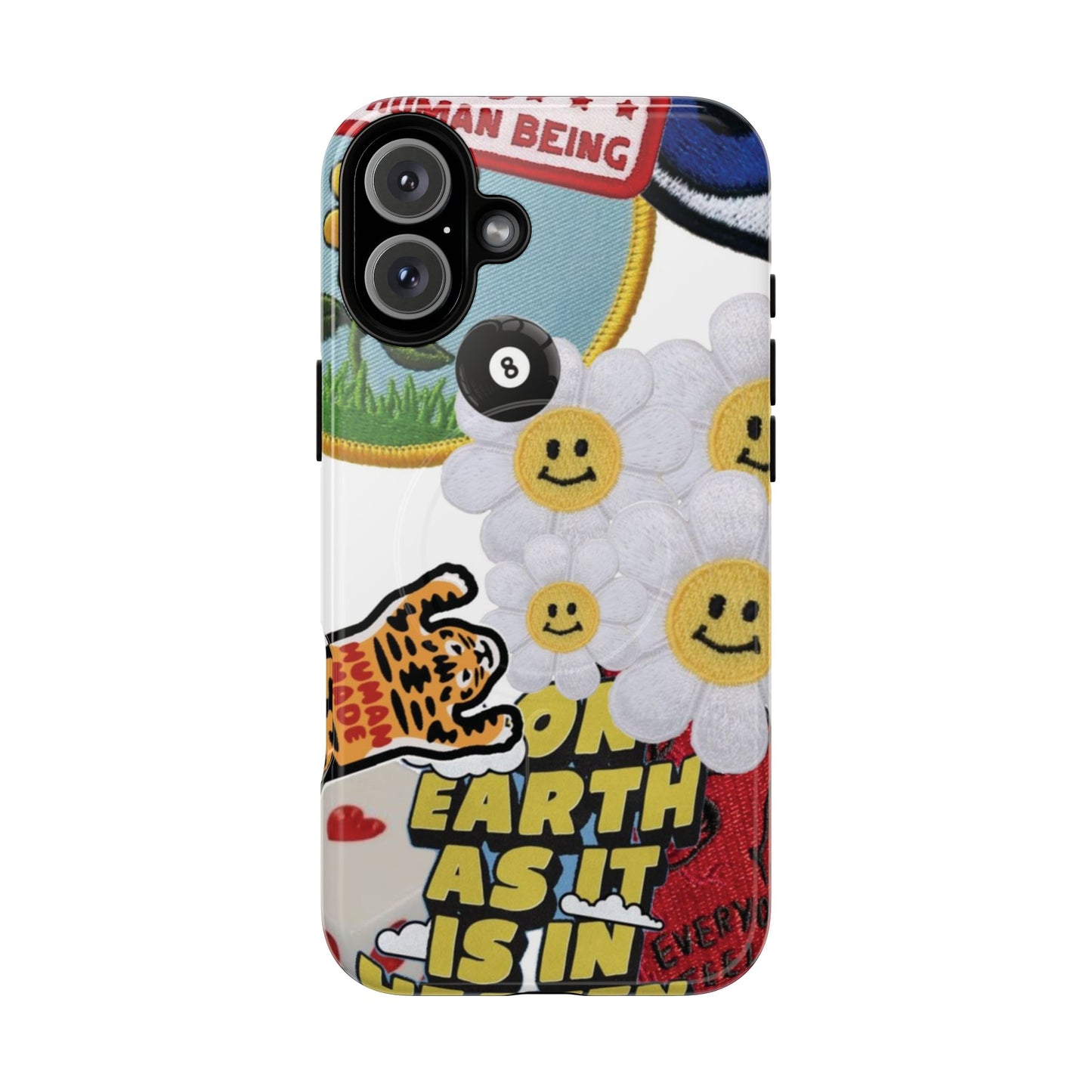 Phone Case — Retro Smiley Daisy Collage Tough Magnetic Cover
