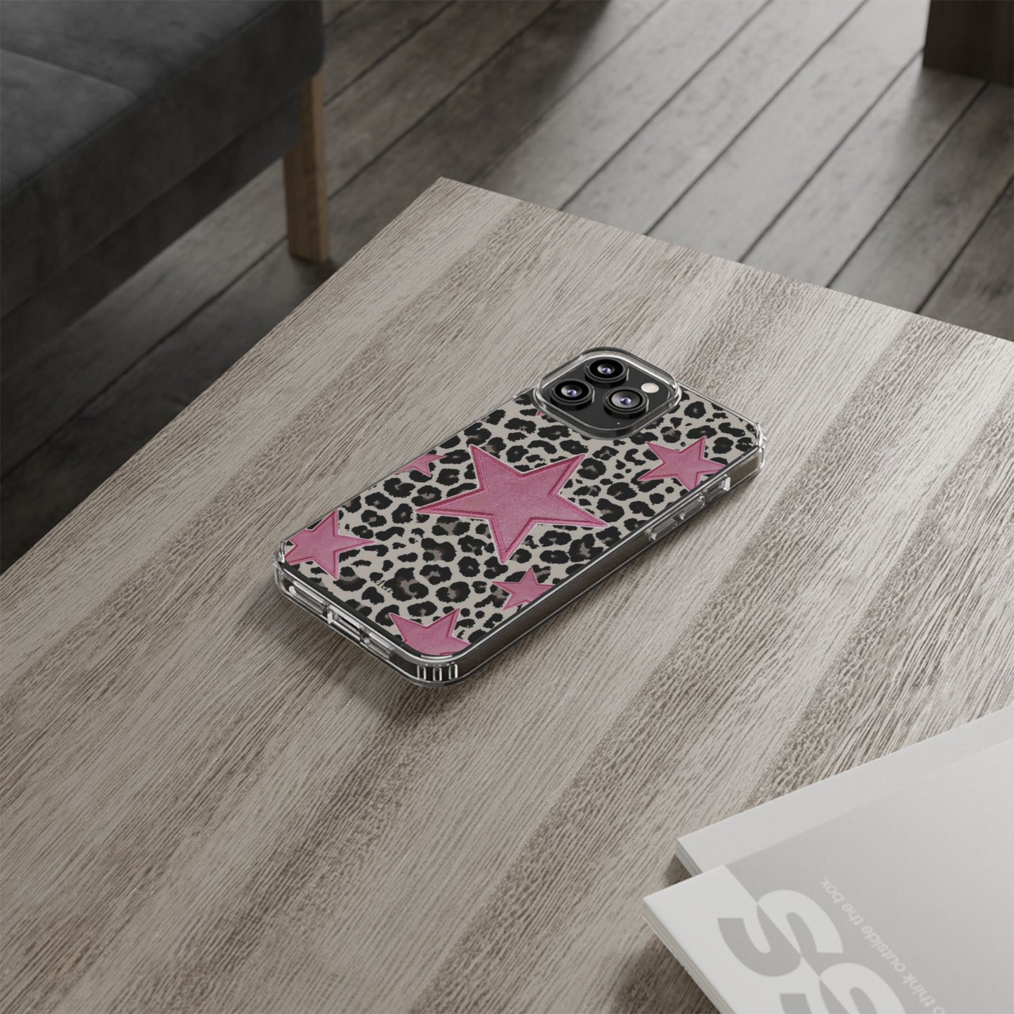 Pink Star Leopard Clear Impact Phone Case