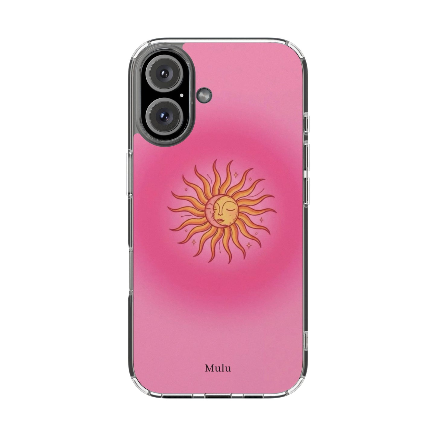 Pink Sun Phone Case — Radiant Sunburst Impact-Resistant Clear Case