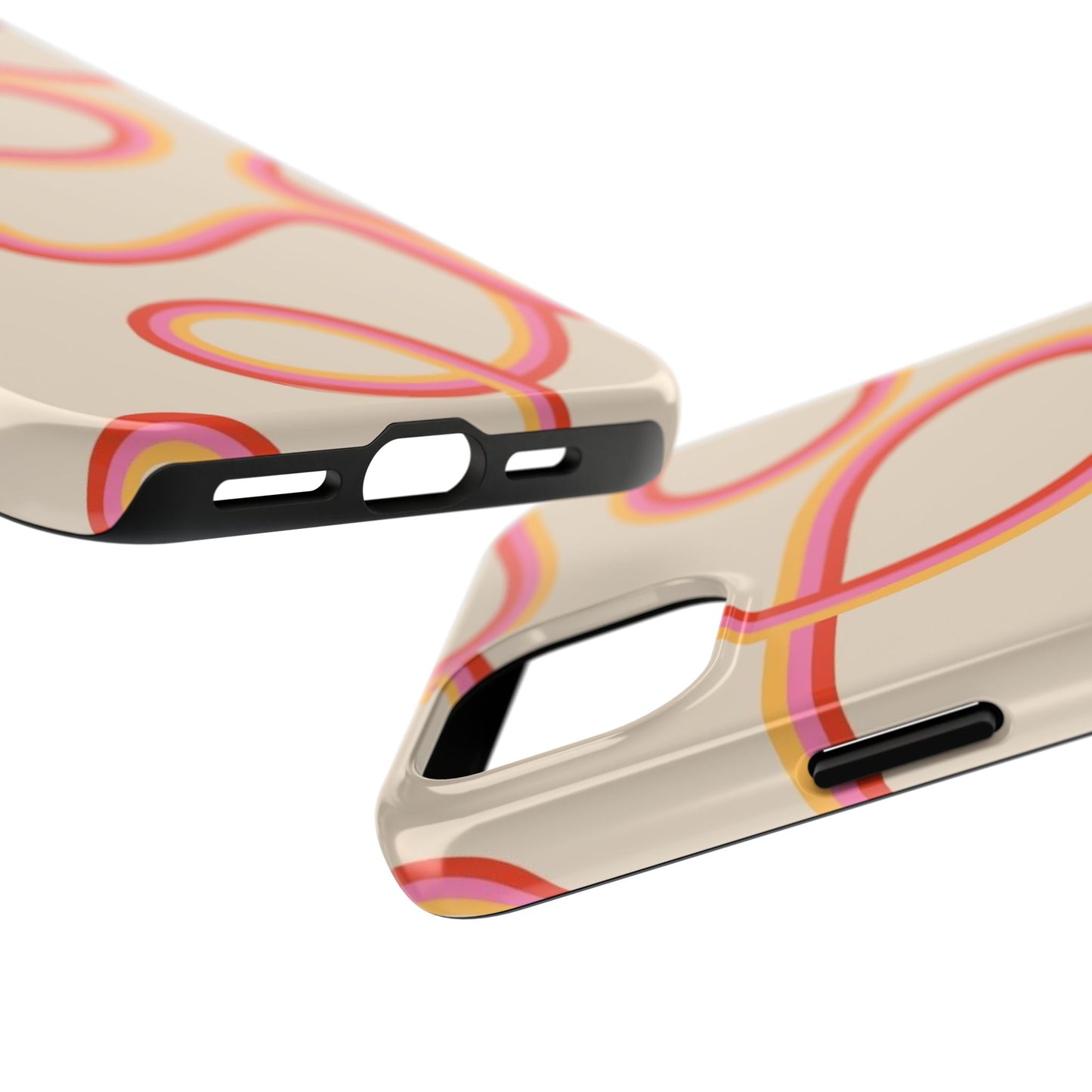 Retro Swirl Tough Phone Case — Beige Pink Orange Abstract Protection