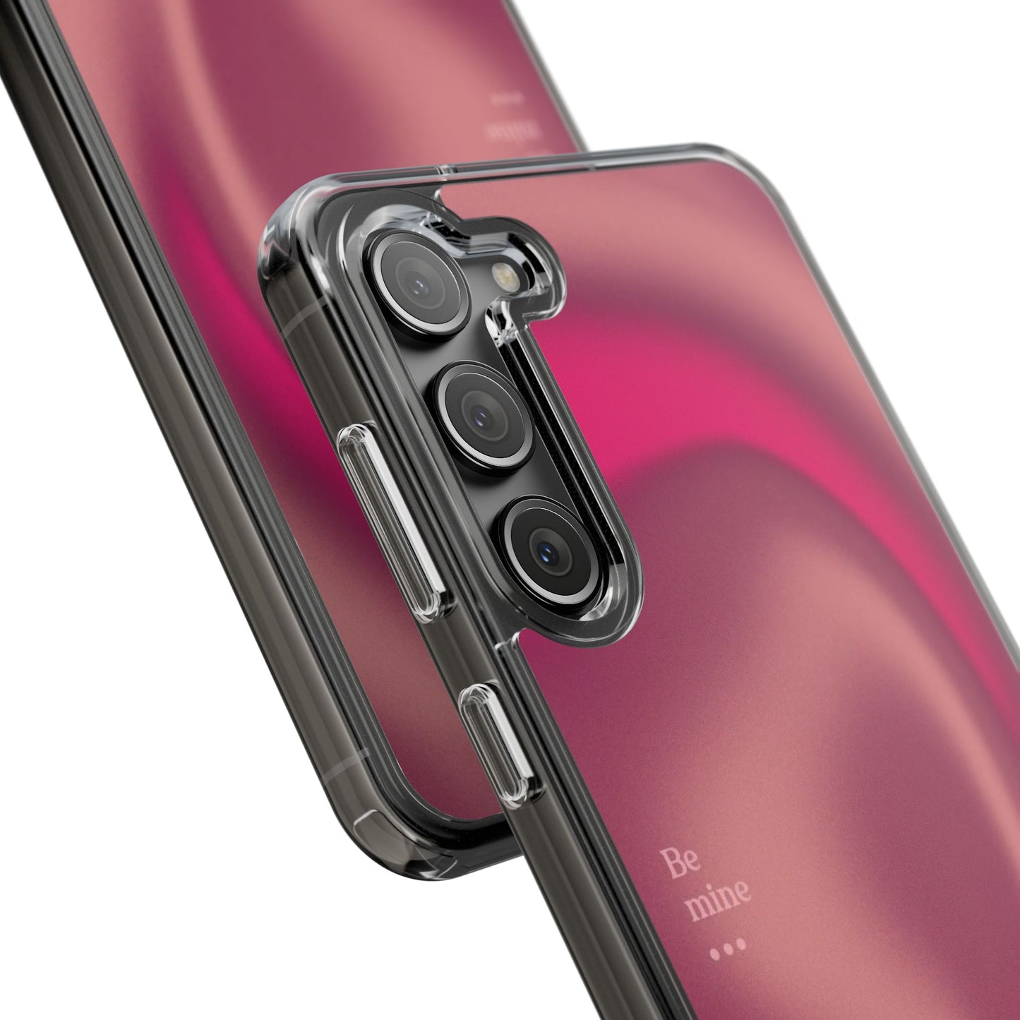 Clear Impact Phone Case — Pink Satin Swirl "Be mine" Design