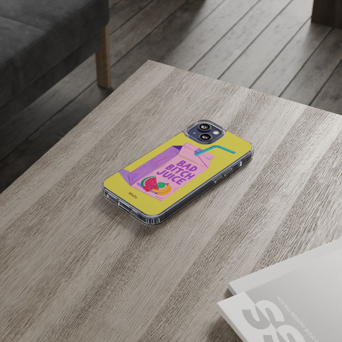 Clear Impact-Resistant Phone Case — "Bad Bitch Juice" Cartoon Juice Box Design