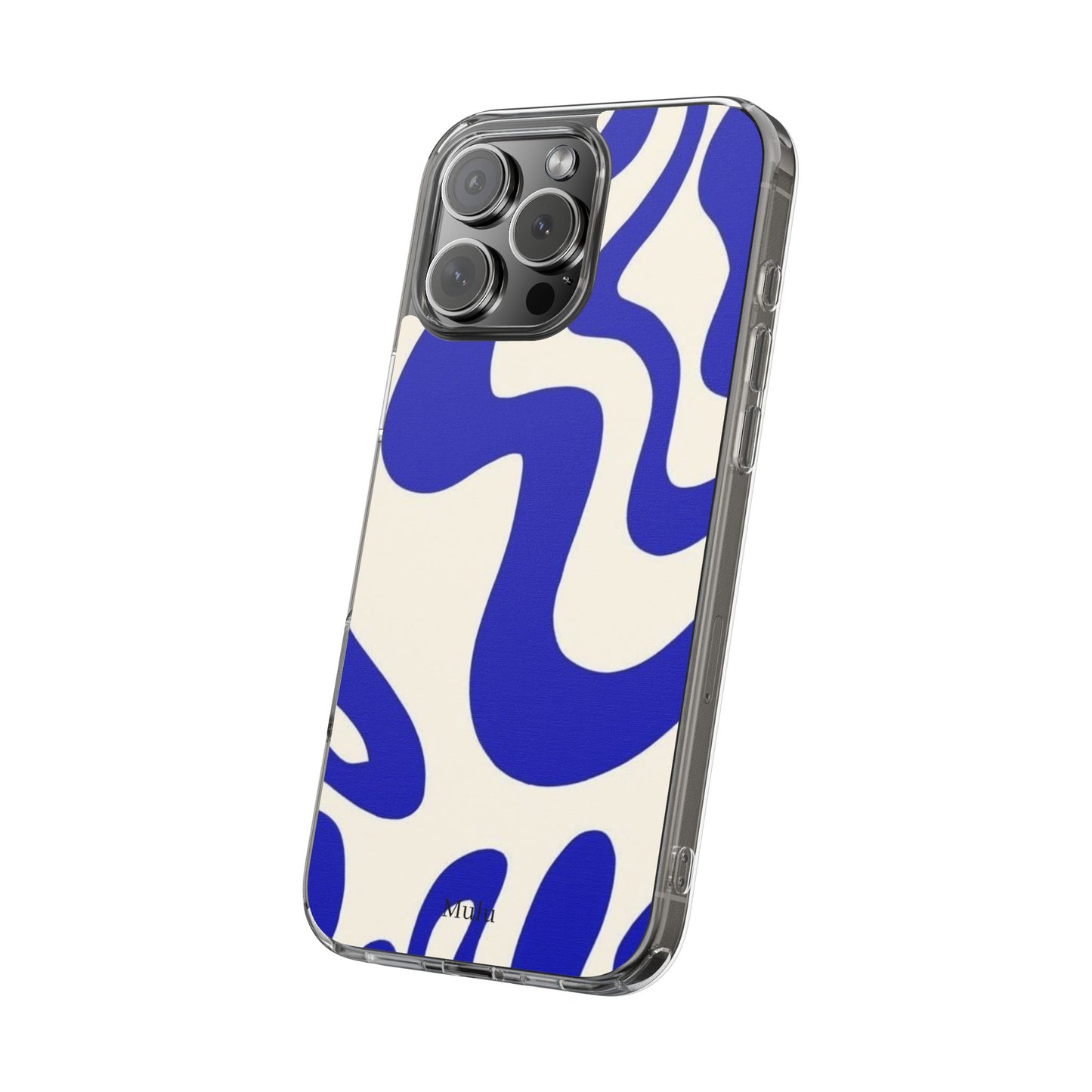 Clear Impact-Resistant Case — Blue Abstract Wavy Pattern