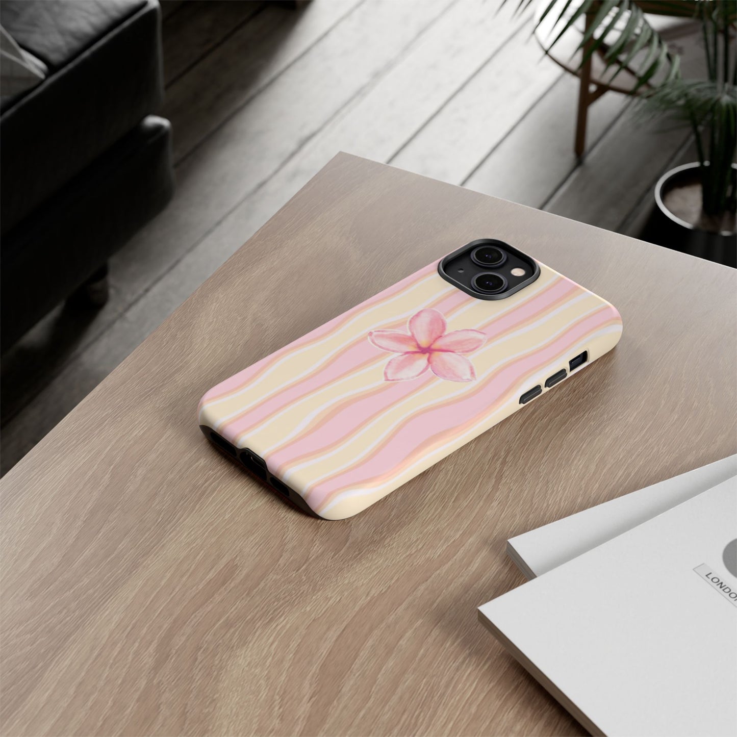 Pink Plumeria Phone Case - Tropical Floral Tough Phone Case