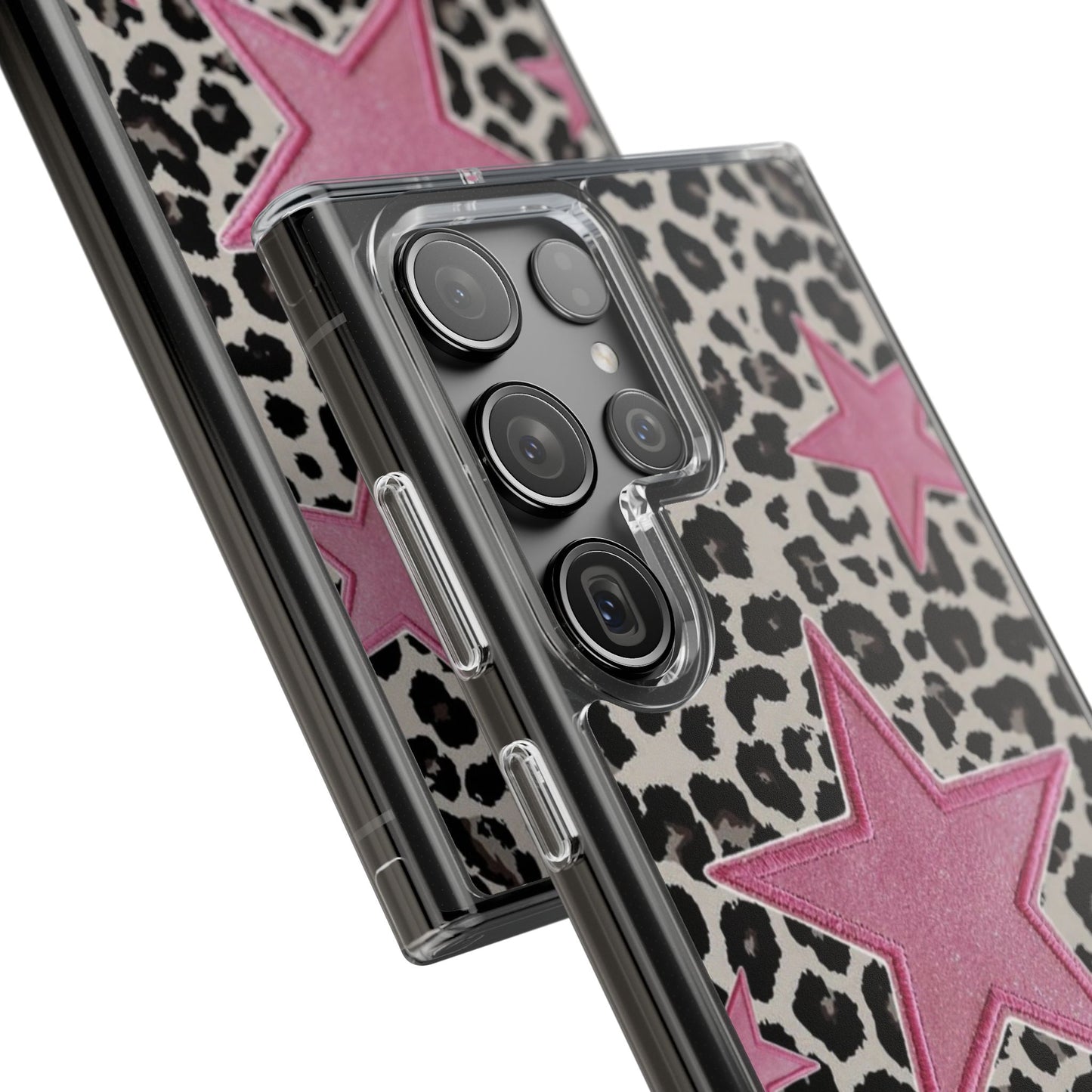 Pink Star Leopard Clear Impact Phone Case