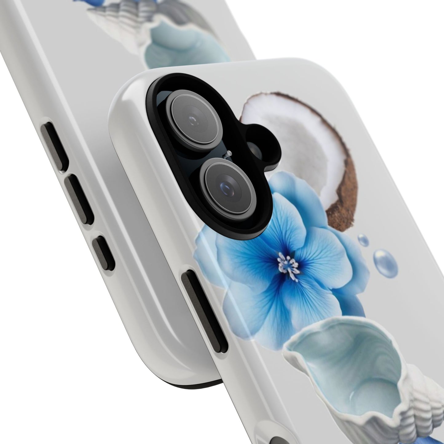 Tropical Blue Floral Phone Case — Coconut, Shell & Starfish Design