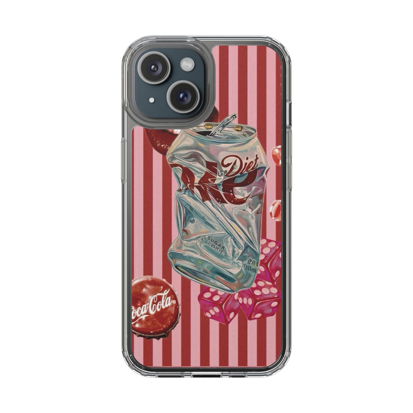 Diet Cola Crush Clear Phone Case – Retro Soda Pop Design