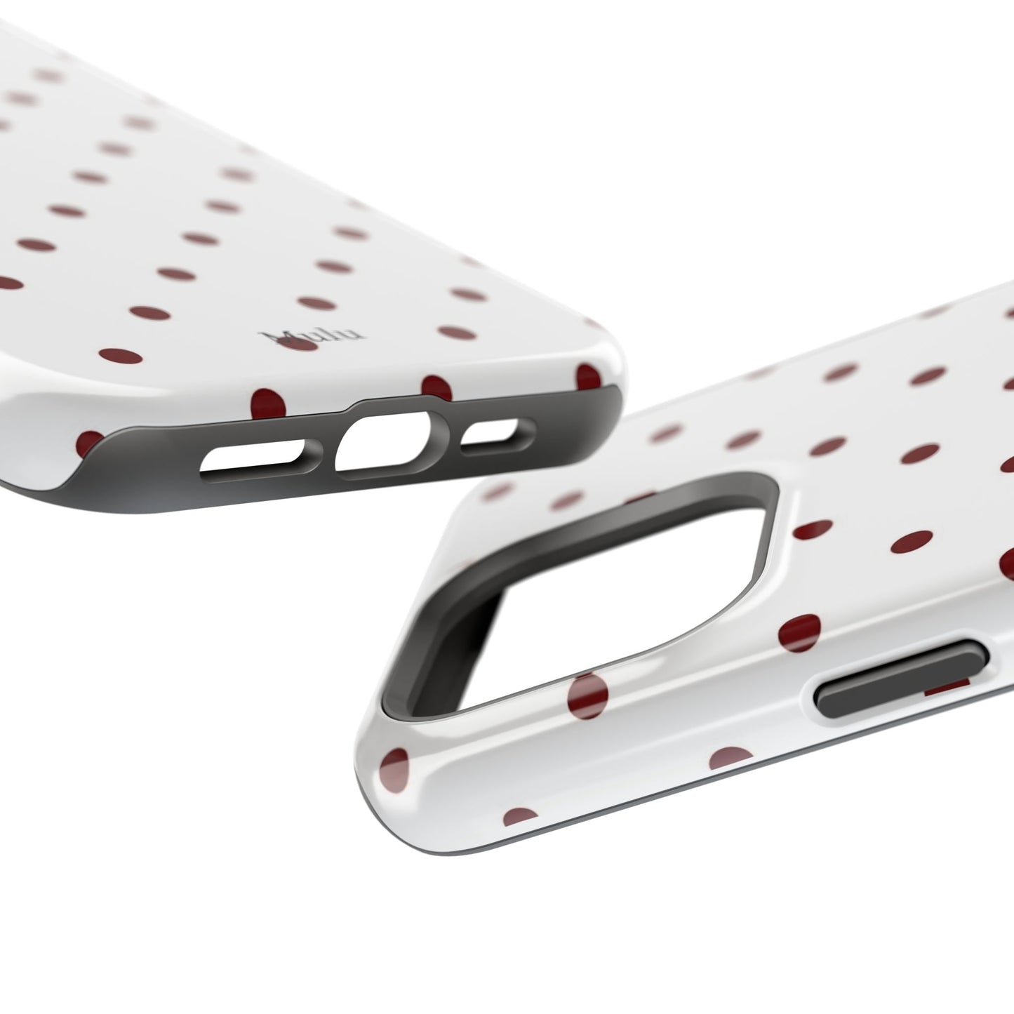 Polka Dot Magnetic Impact-Resistant Phone Case — Red Dots on White