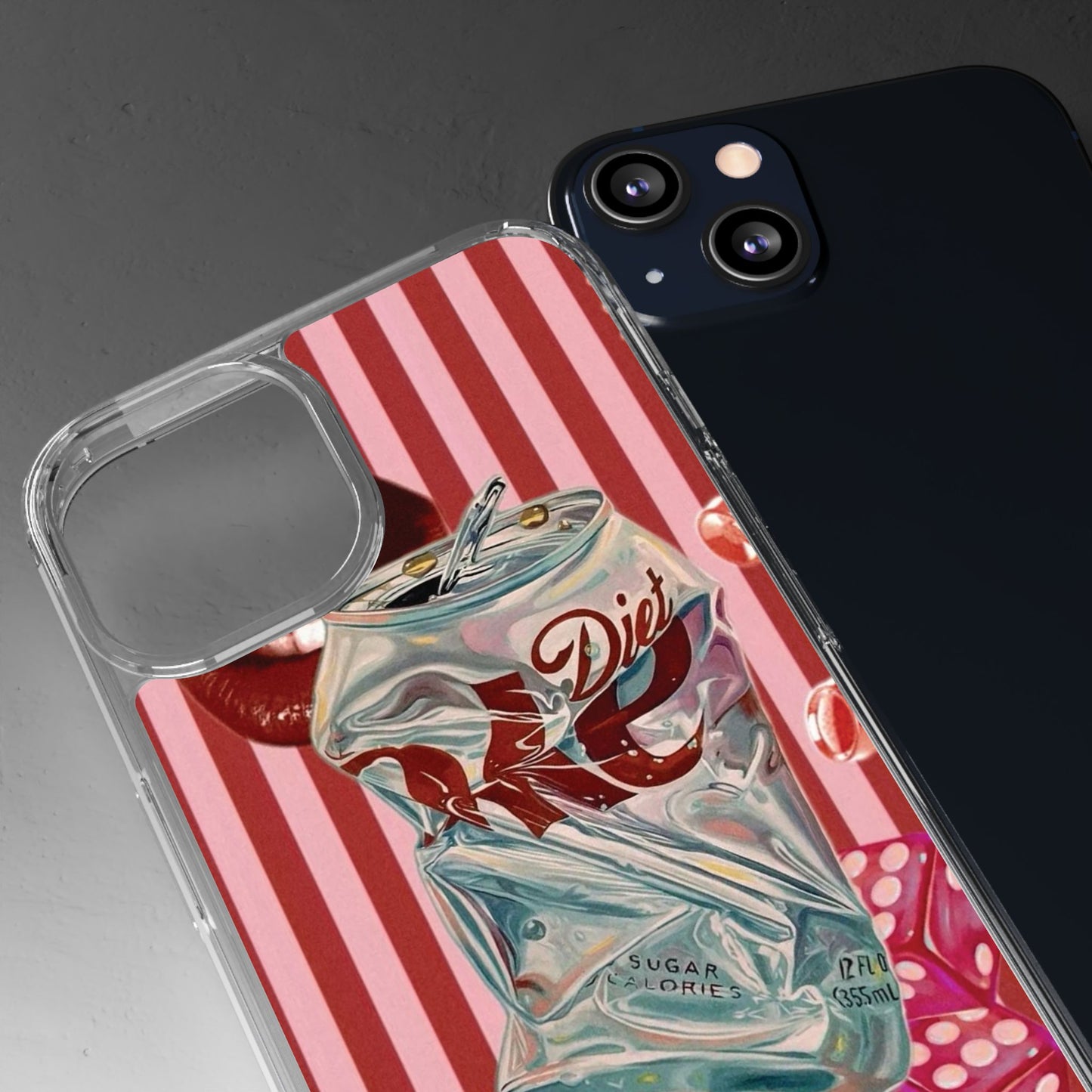 Diet Cola Crush Clear Phone Case – Retro Soda Pop Design