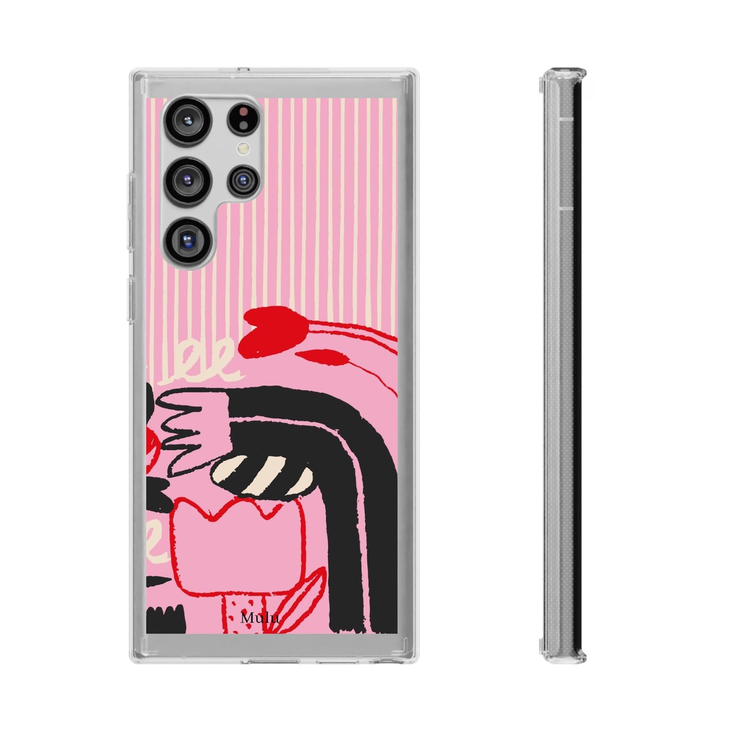 Clear Impact-Resistant Case — Pink Cute Heart Cartoon Design