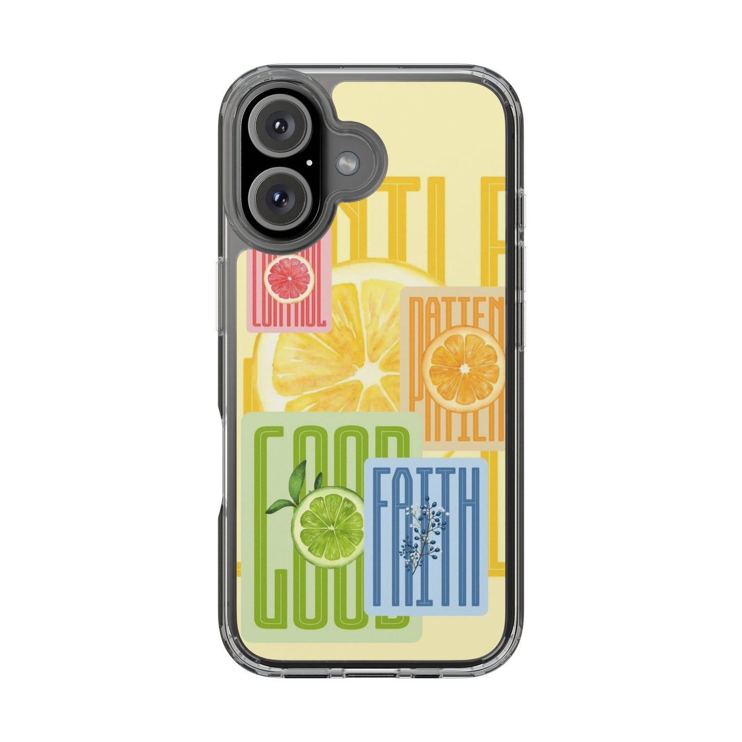 Clear Phone Case — Citrus Fruit Typography "Good Faith" Design