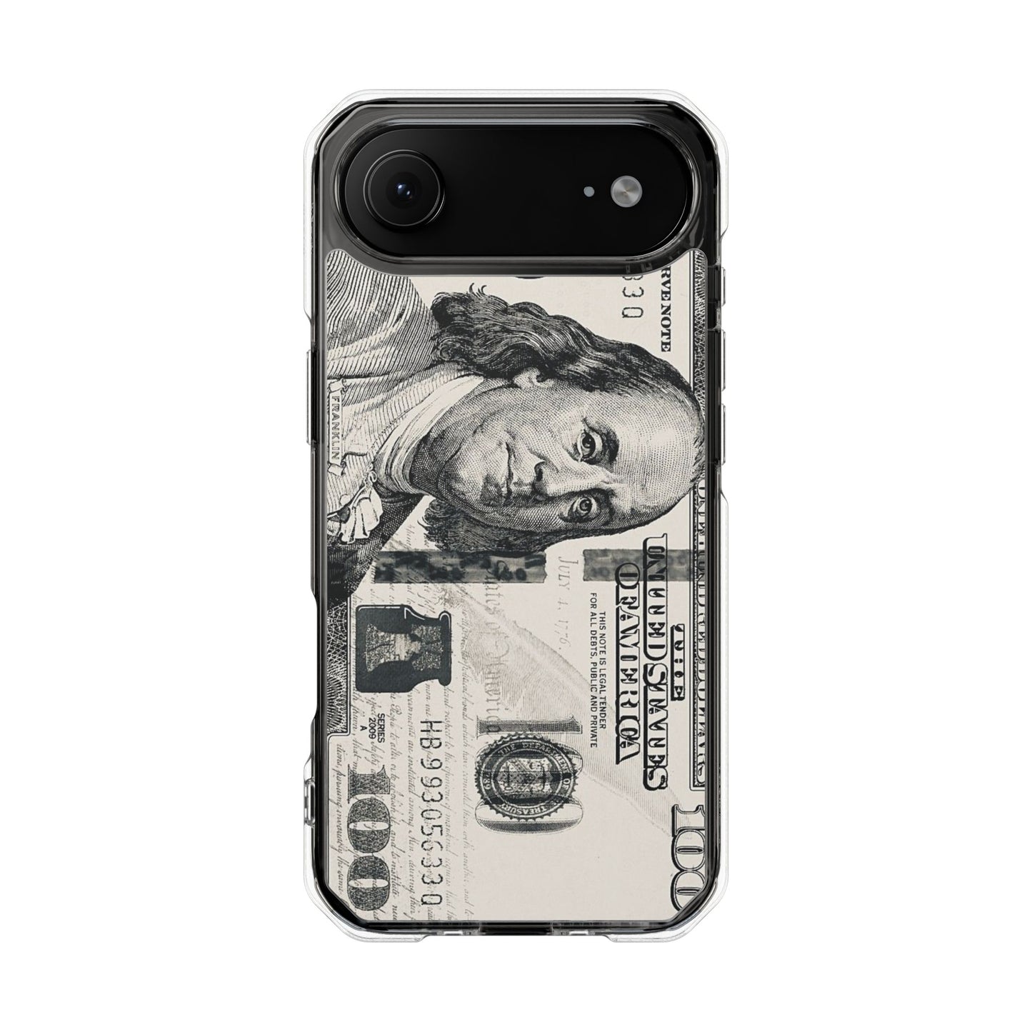 Clear Magnetic Phone Case — Hundred Dollar Bill Design