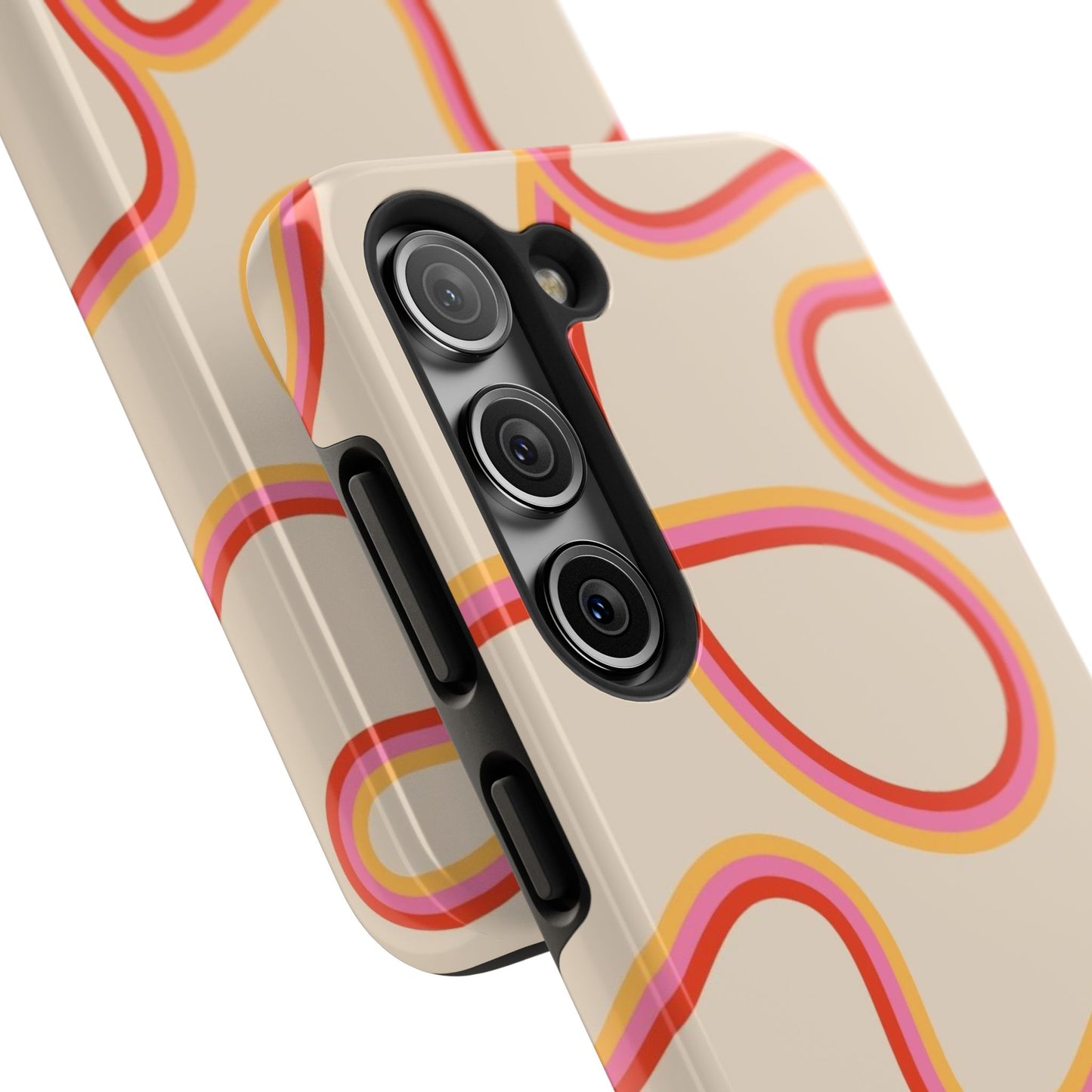Retro Swirl Tough Phone Case — Beige Pink Orange Abstract Protection