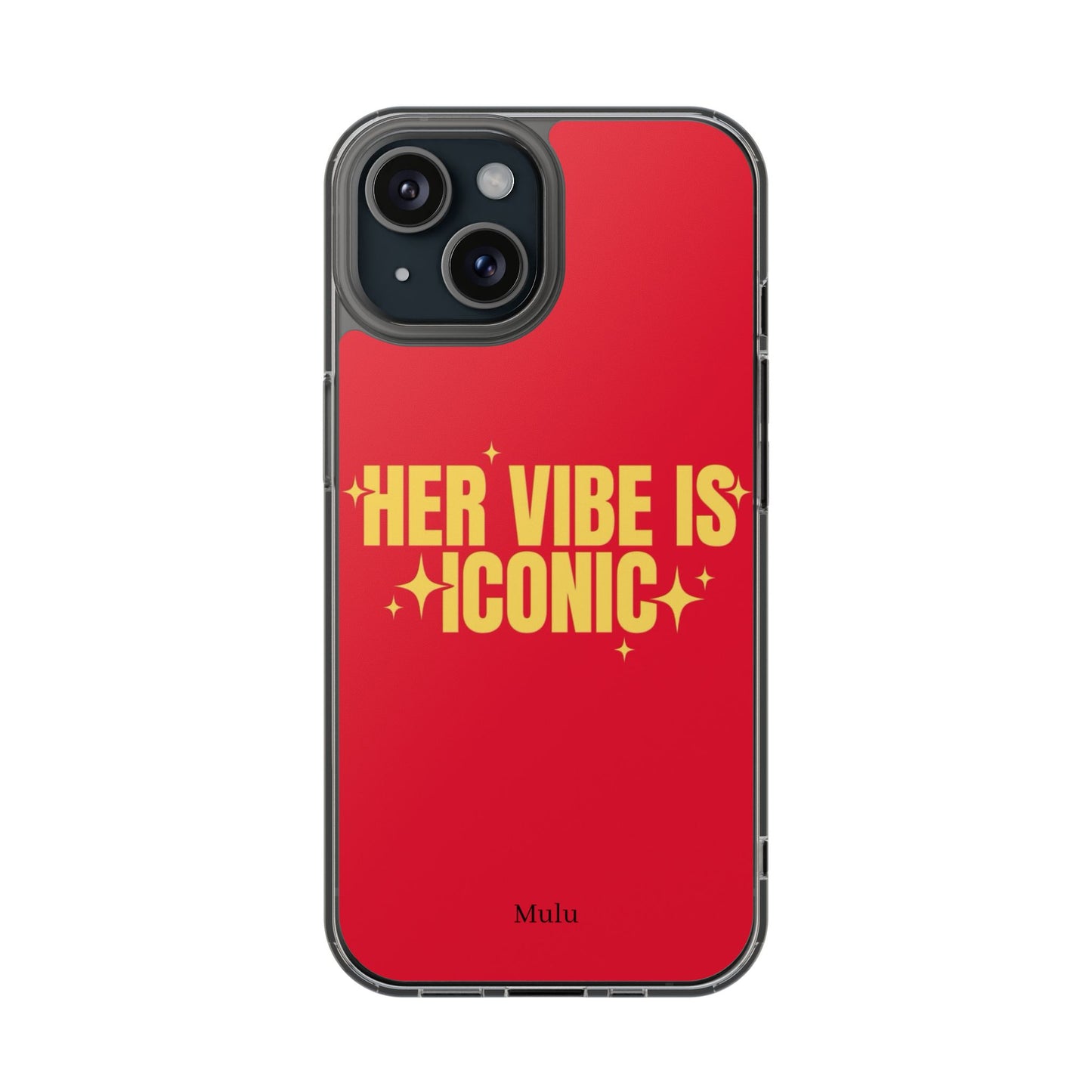 Clear Impact-Resistant Phone Case — "Her Vibe Is Iconic" Red Protective Cover