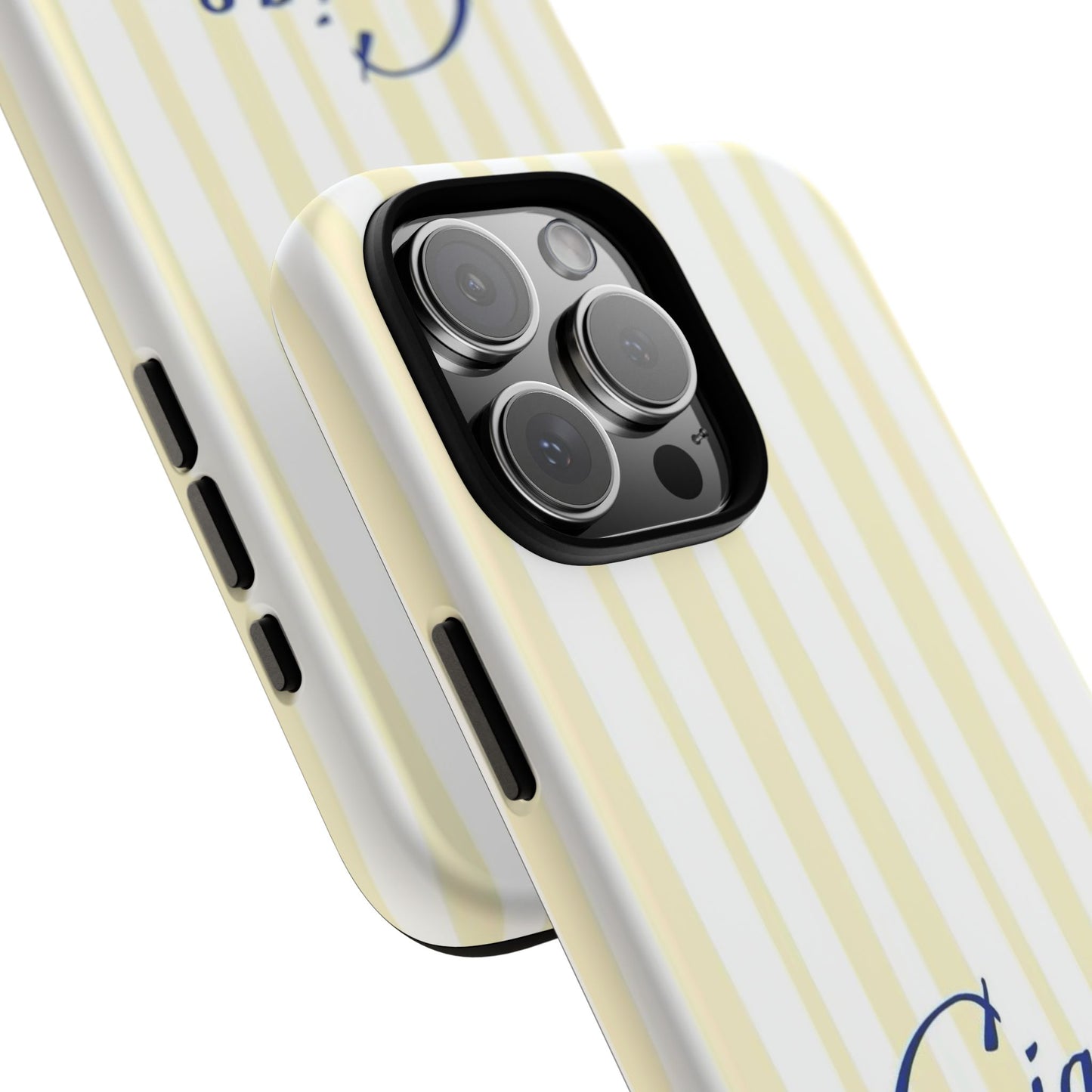 Ciao Bella Phone Case – Striped Elegant Italian Script Protective Cover
