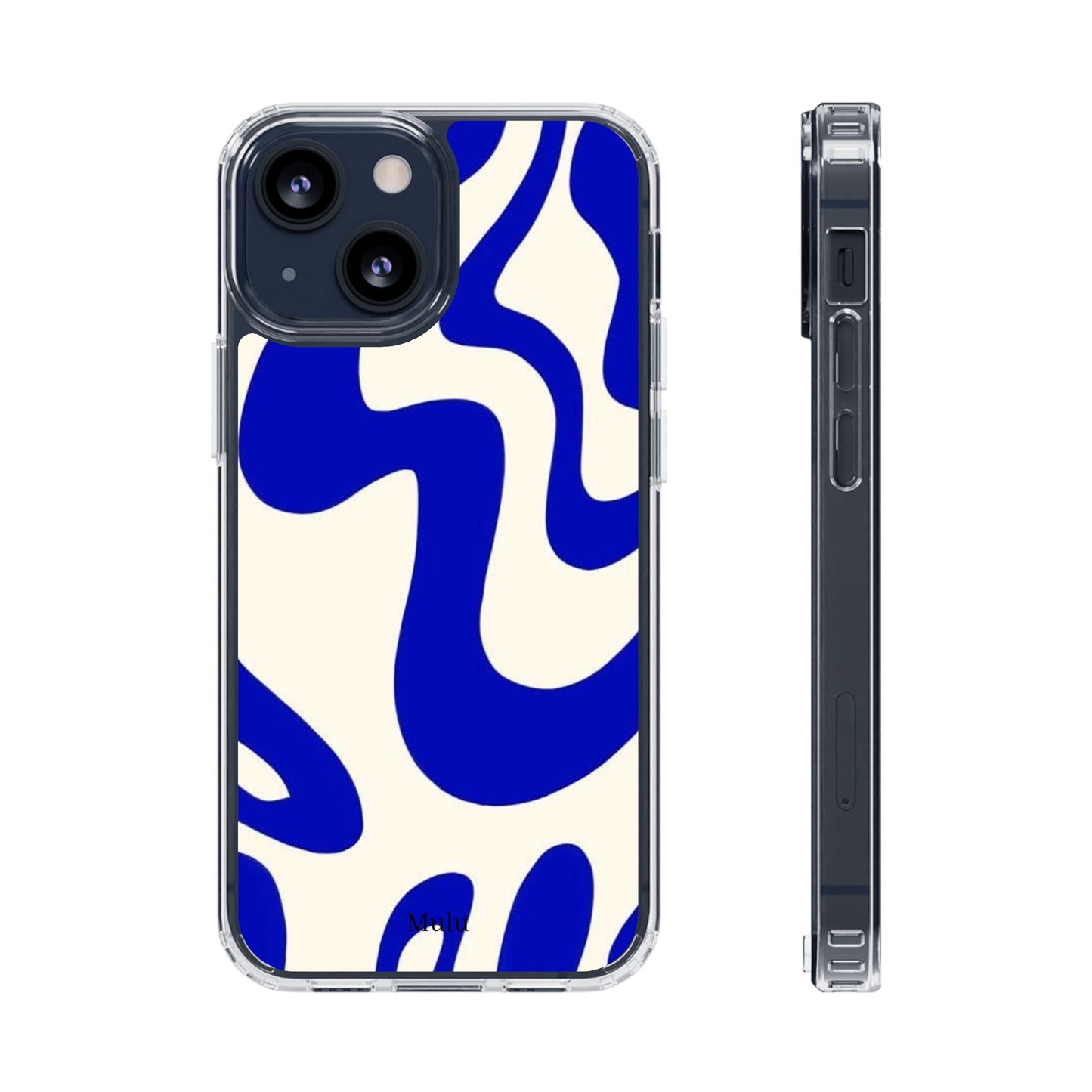 Clear Impact-Resistant Case — Blue Abstract Wavy Pattern