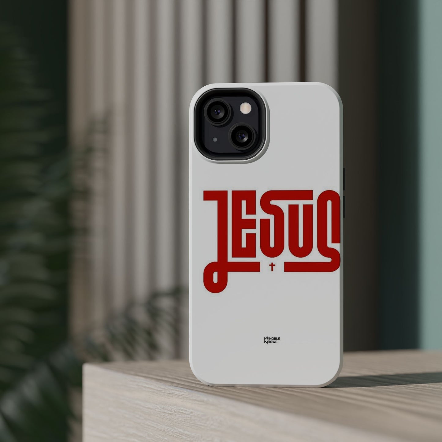 Jesus Magnetic Impact‑Resistant Phone Case — Bold Red Script Christian iPhone Cover