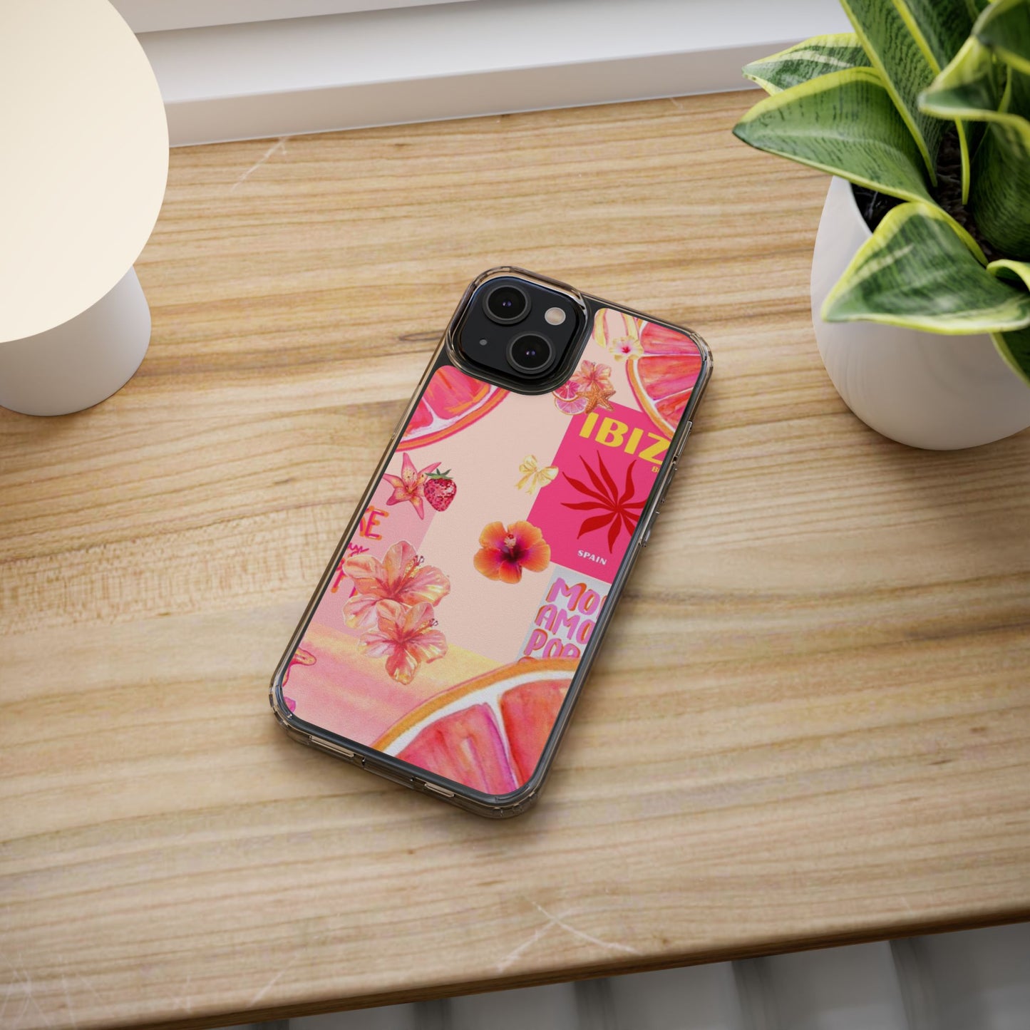 Clear Impact Phone Case — Pink Ibiza Citrus Floral Design