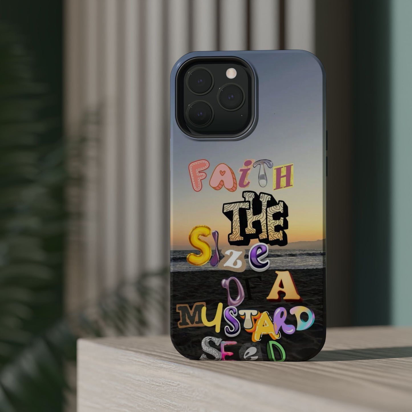 Magnetic Impact-Resistant Phone Case — "Faith the Size of a Mustard Seed" Sunset Design