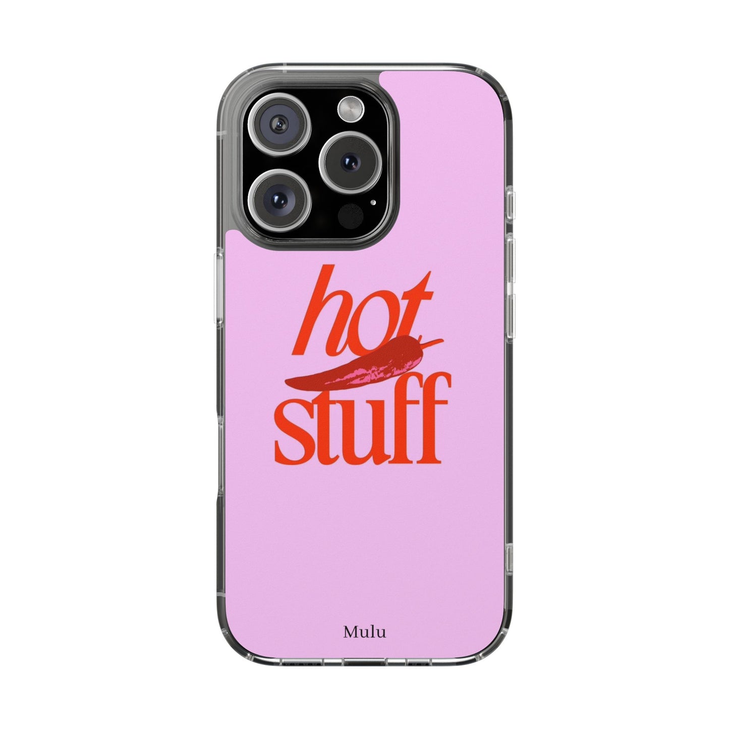 Hot Stuff Clear Impact Phone Case — Pink Retro Typography iPhone Cover