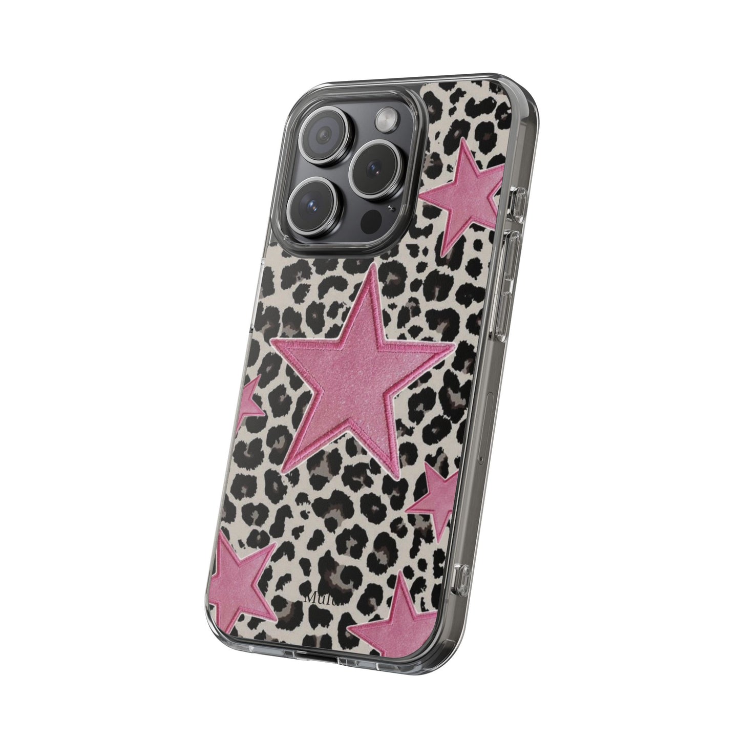 Pink Star Leopard Clear Impact Phone Case