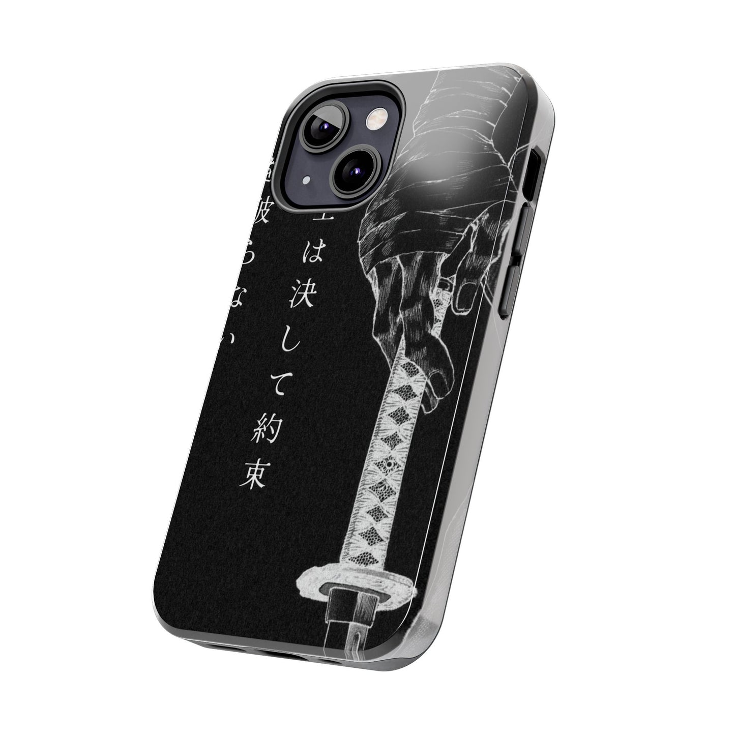 Samurai Vow Tough Phone Case — Black Katana Design with Japanese Text