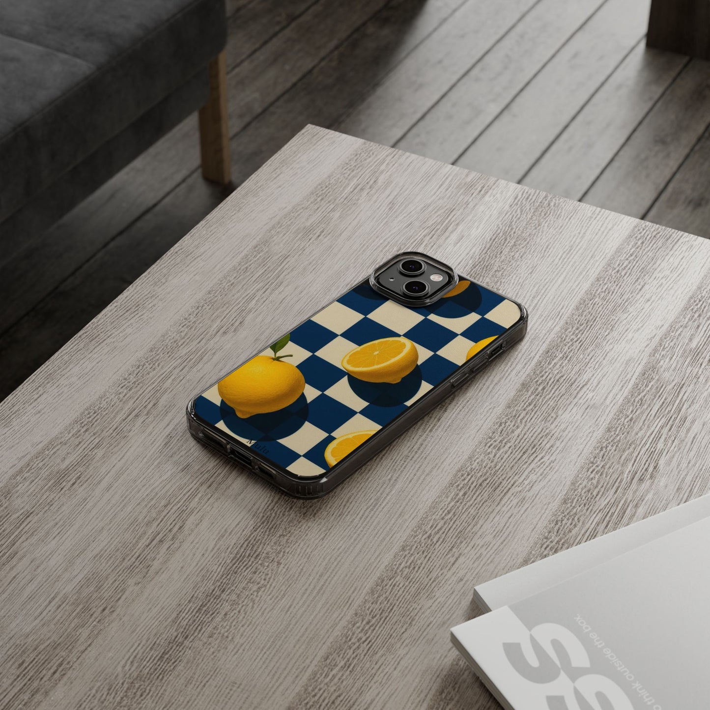 Clear Impact-Resistant Case — Retro Checkered Lemons Phone Case