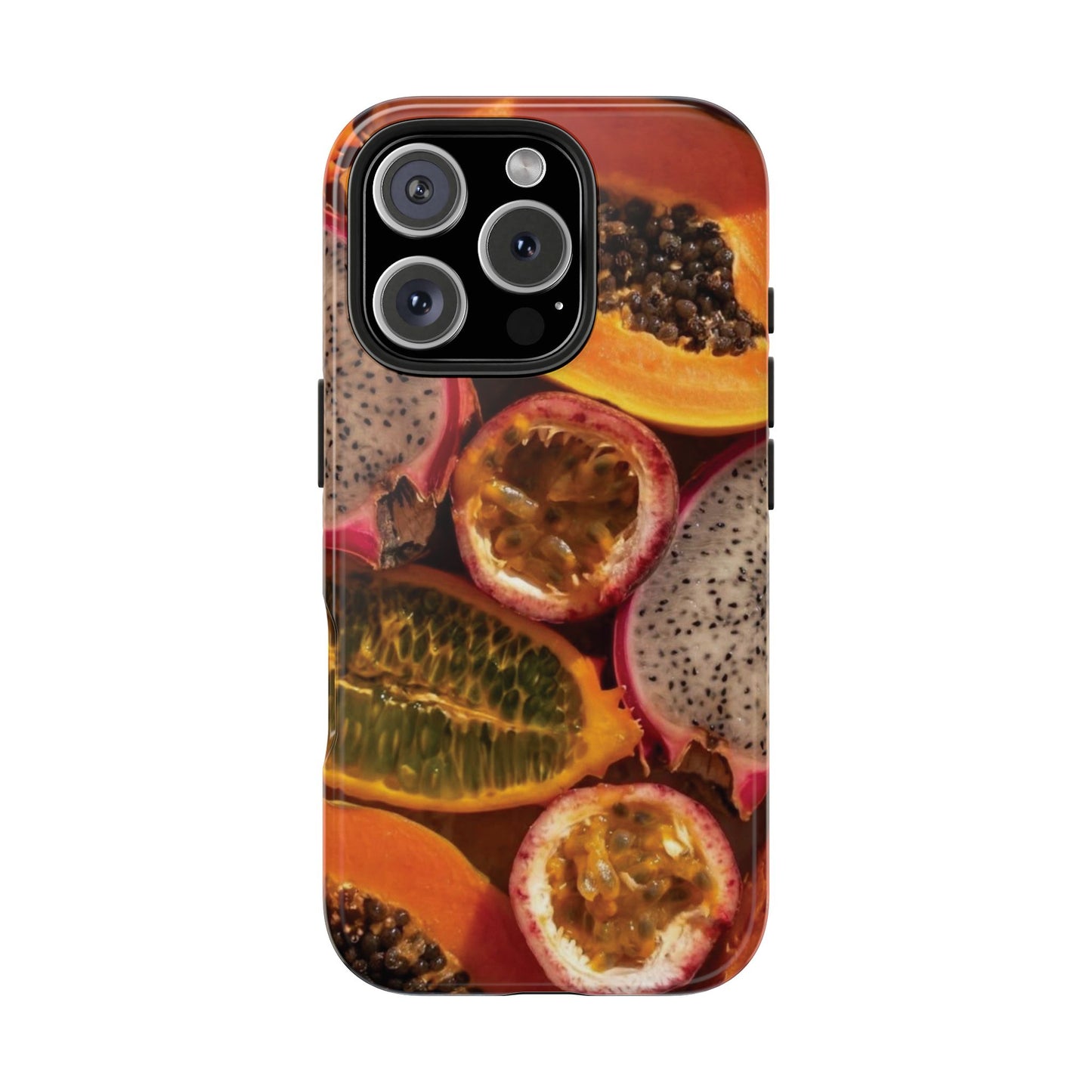 Tropical Fruit Tough Phone Case — Papaya & Dragon Fruit Design