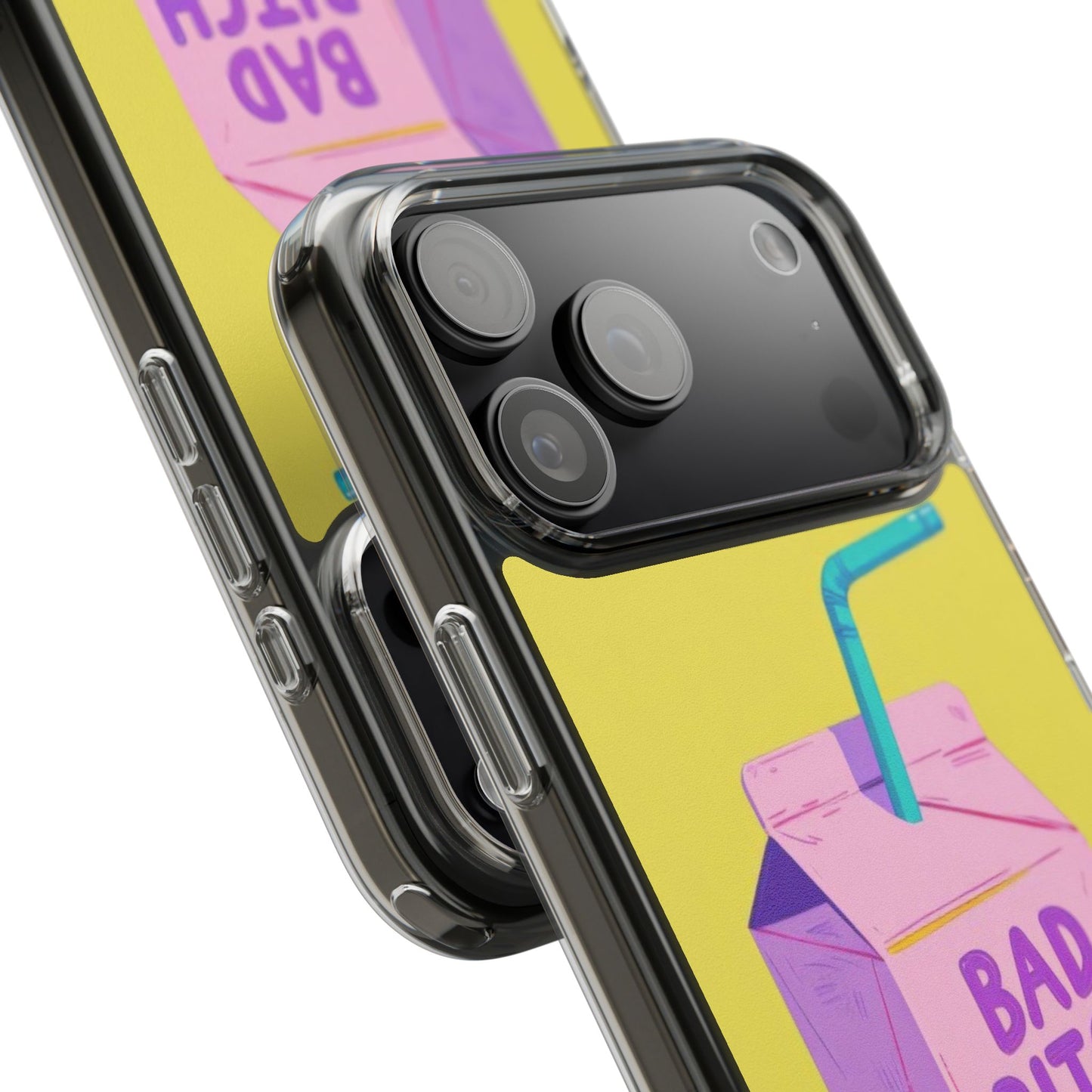 Clear Impact-Resistant Phone Case — "Bad Bitch Juice" Cartoon Juice Box Design