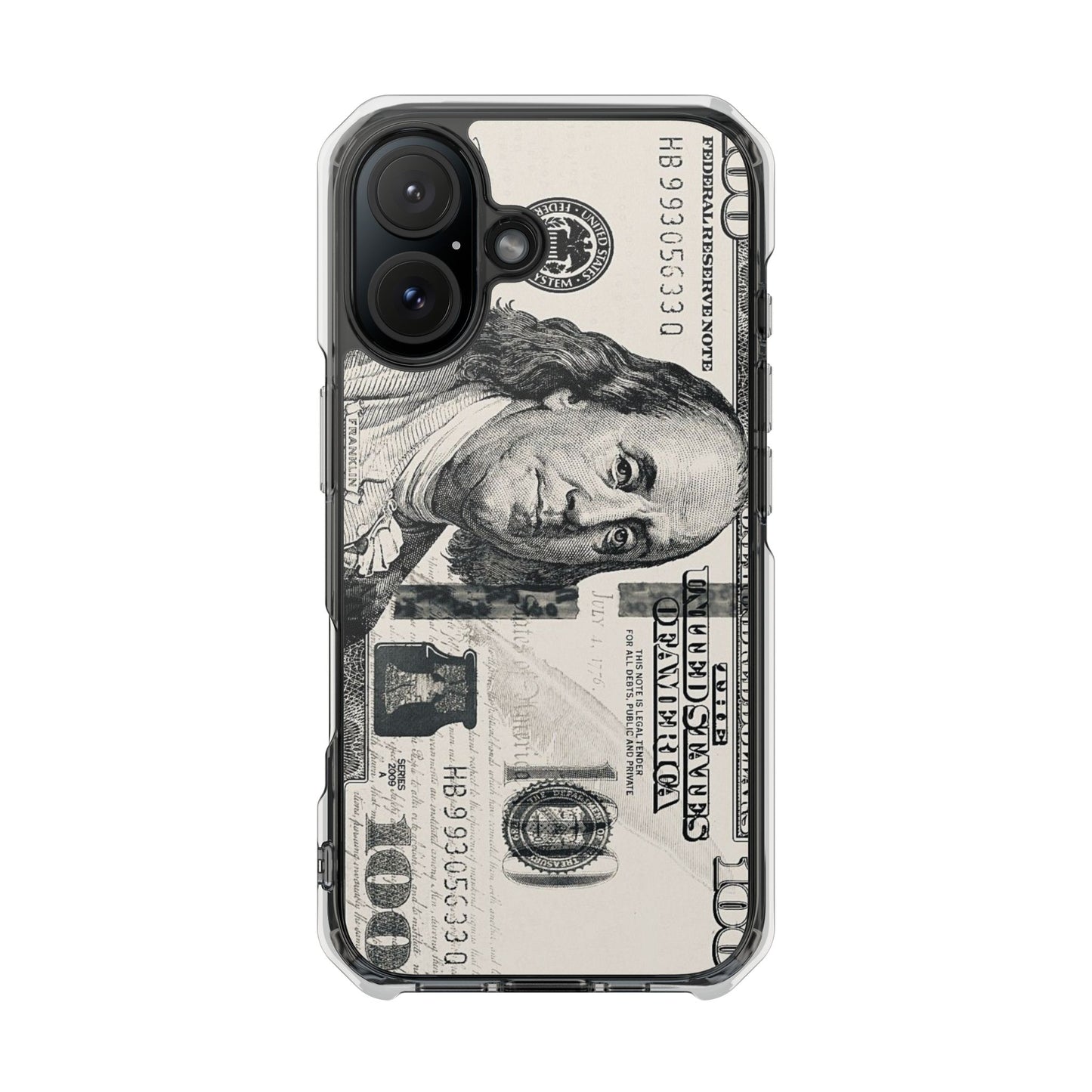 Clear Magnetic Phone Case — Hundred Dollar Bill Design