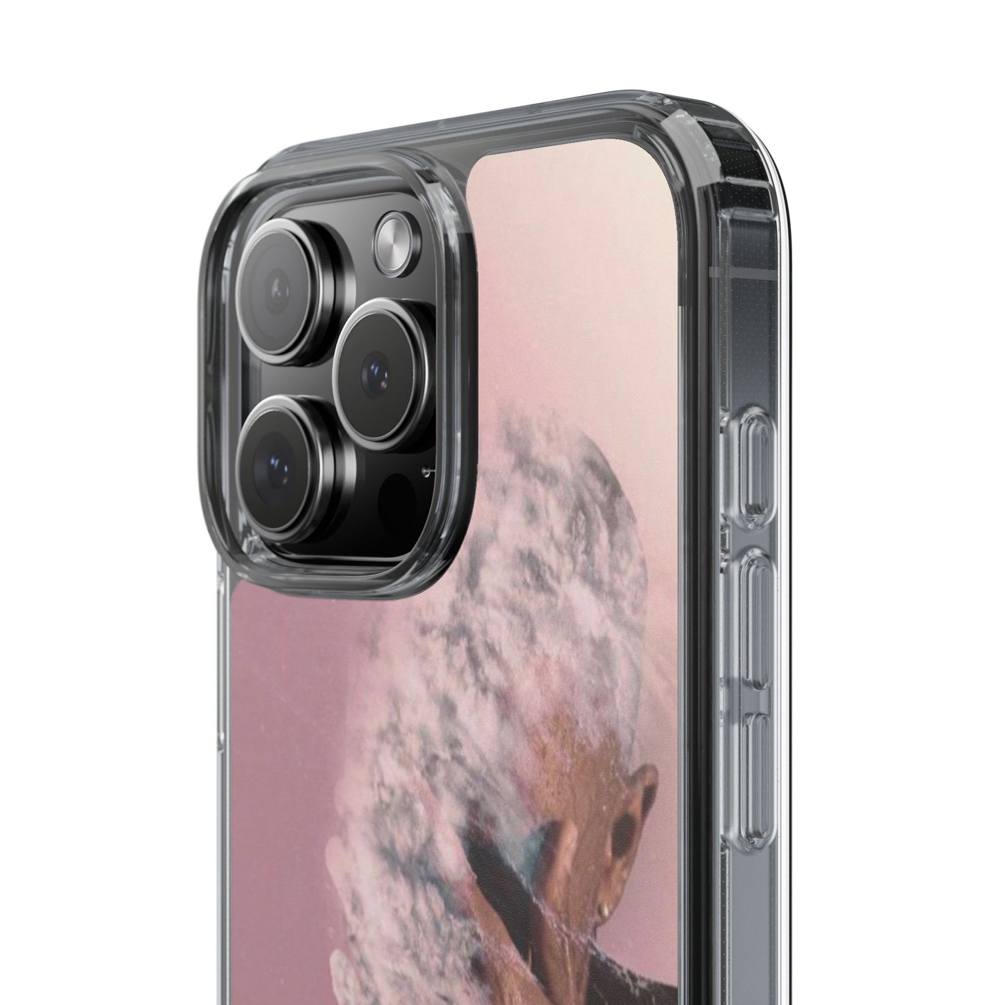 Clear Phone Case — Pink Floral Smoke Art iPhone Case