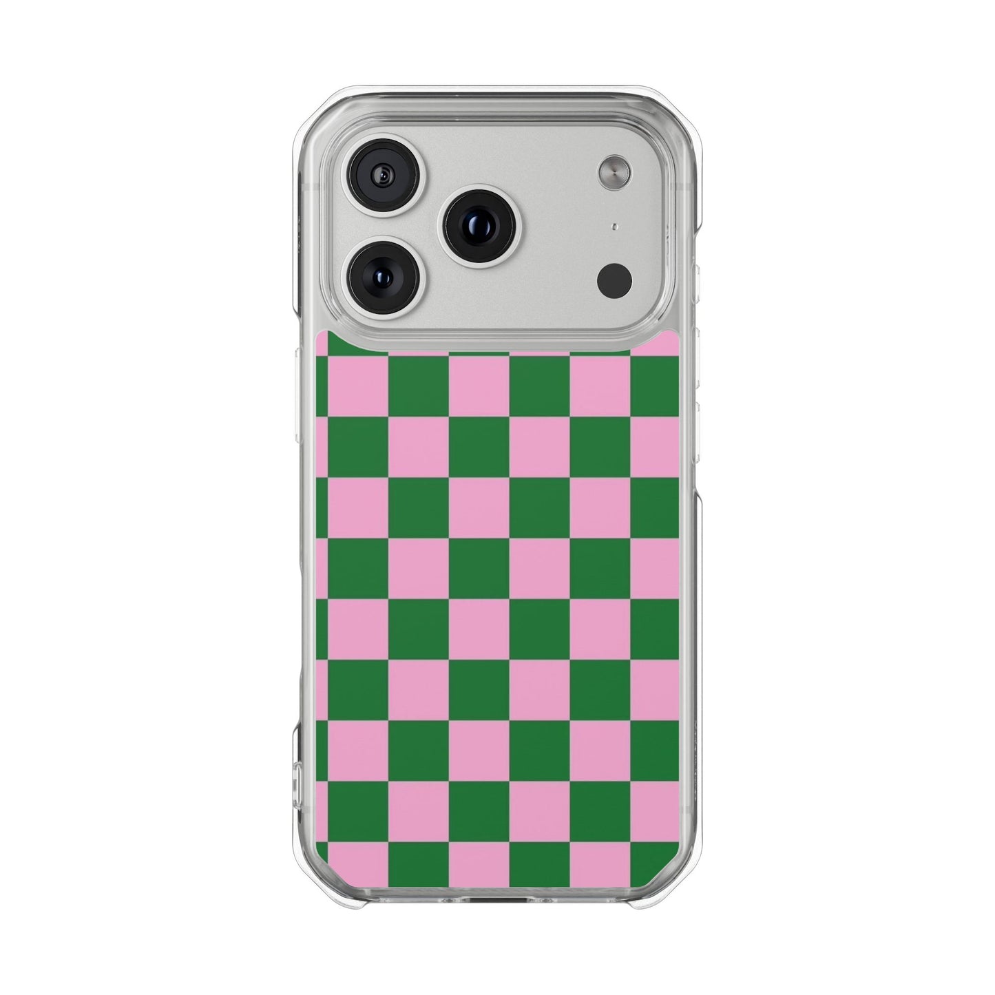 Pink & Green Checkerboard Magnetic Clear Phone Case