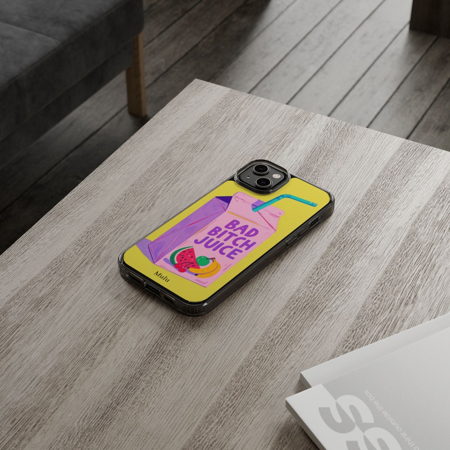 Clear Impact-Resistant Phone Case — "Bad Bitch Juice" Cartoon Juice Box Design