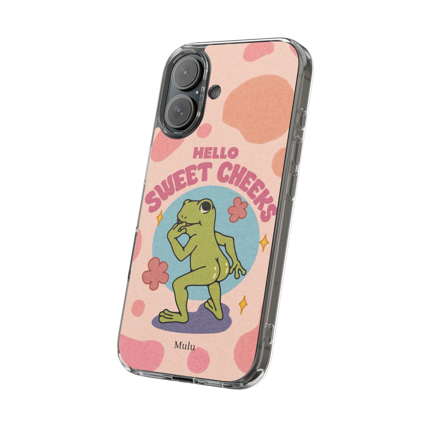 Clear Impact Phone Case — "Hello Sweet Cheeks" Retro Frog Design