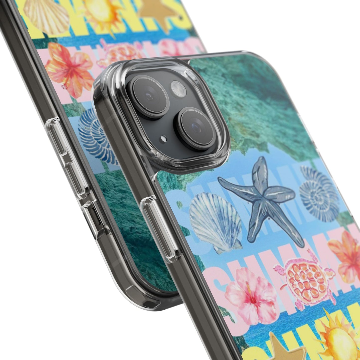 Clear Summer Beach Phone Case — Impact‑Resistant Tropical Design