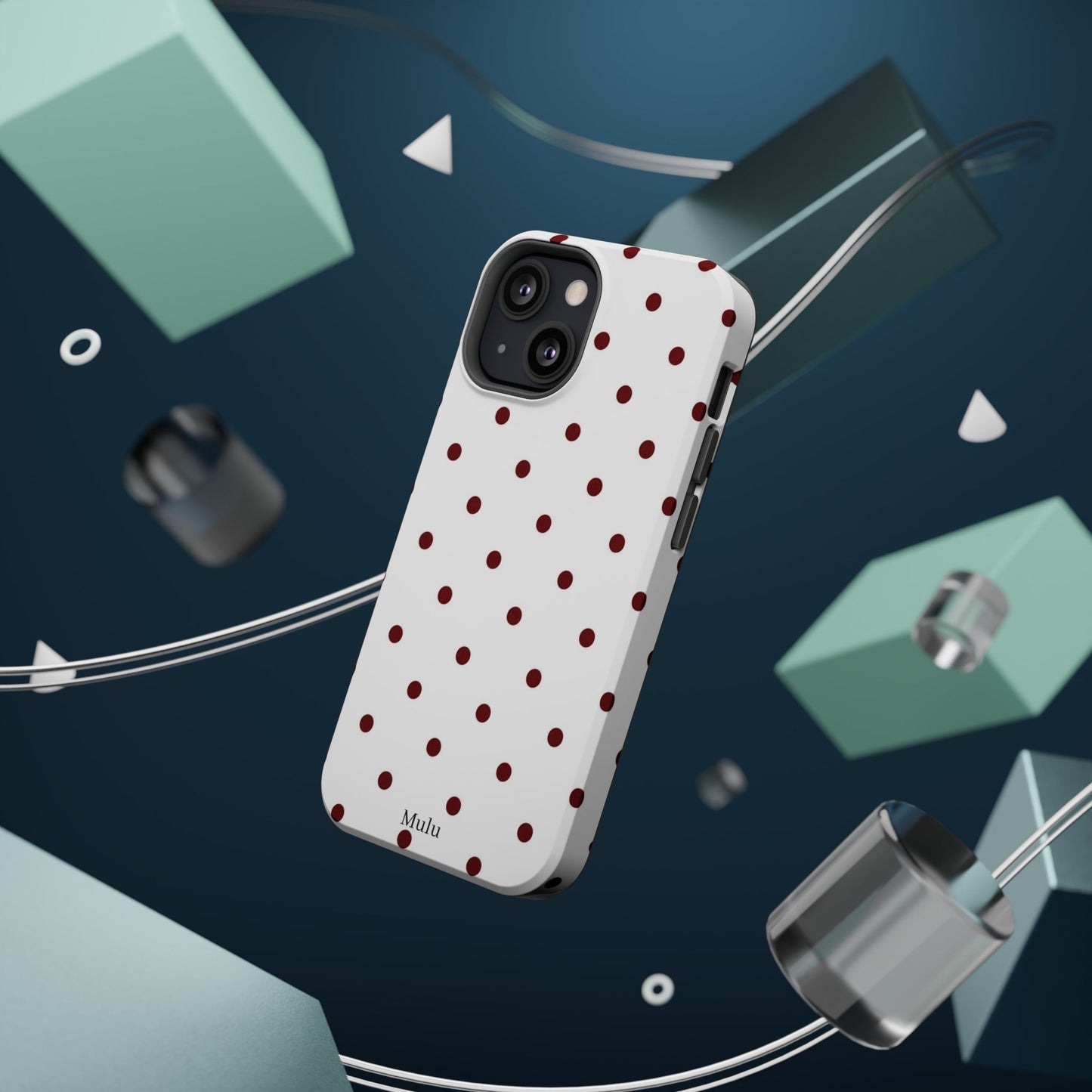 Polka Dot Magnetic Impact-Resistant Phone Case — Red Dots on White