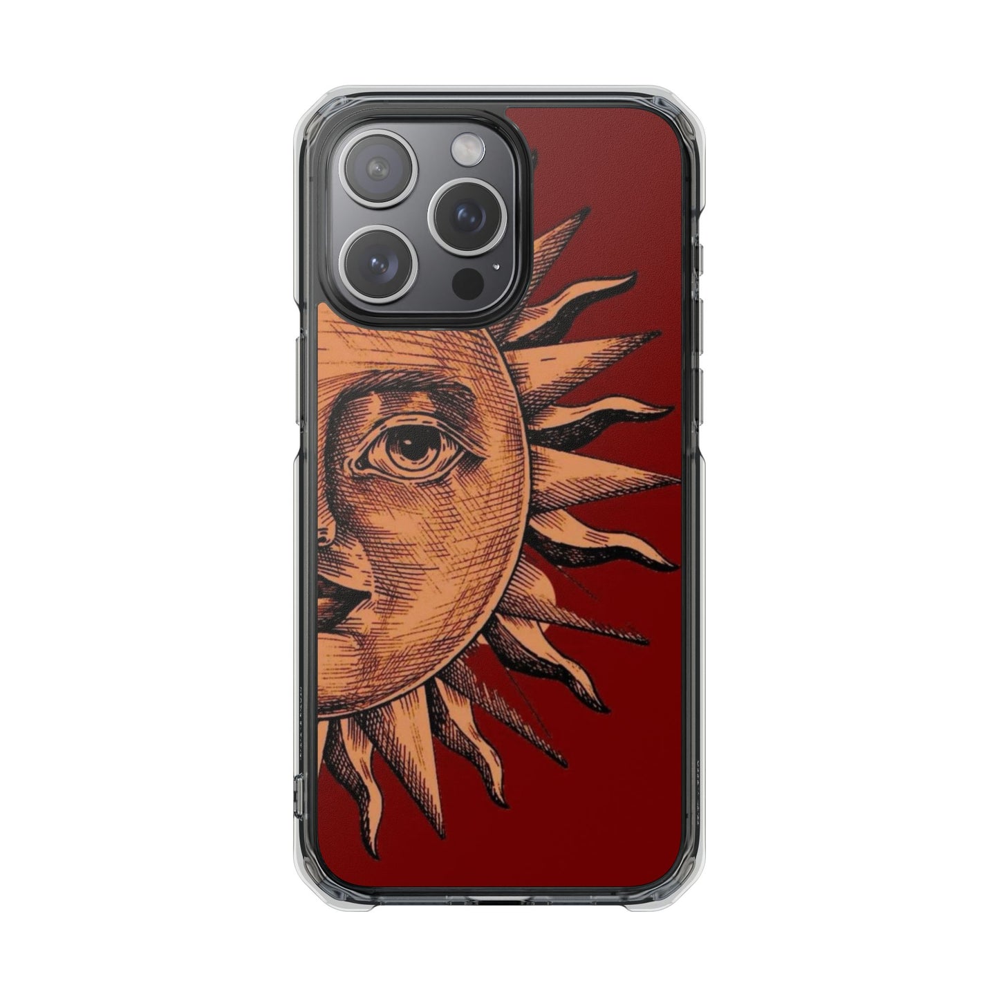 Vintage Sun Illustration Magnetic Clear Impact Phone Case