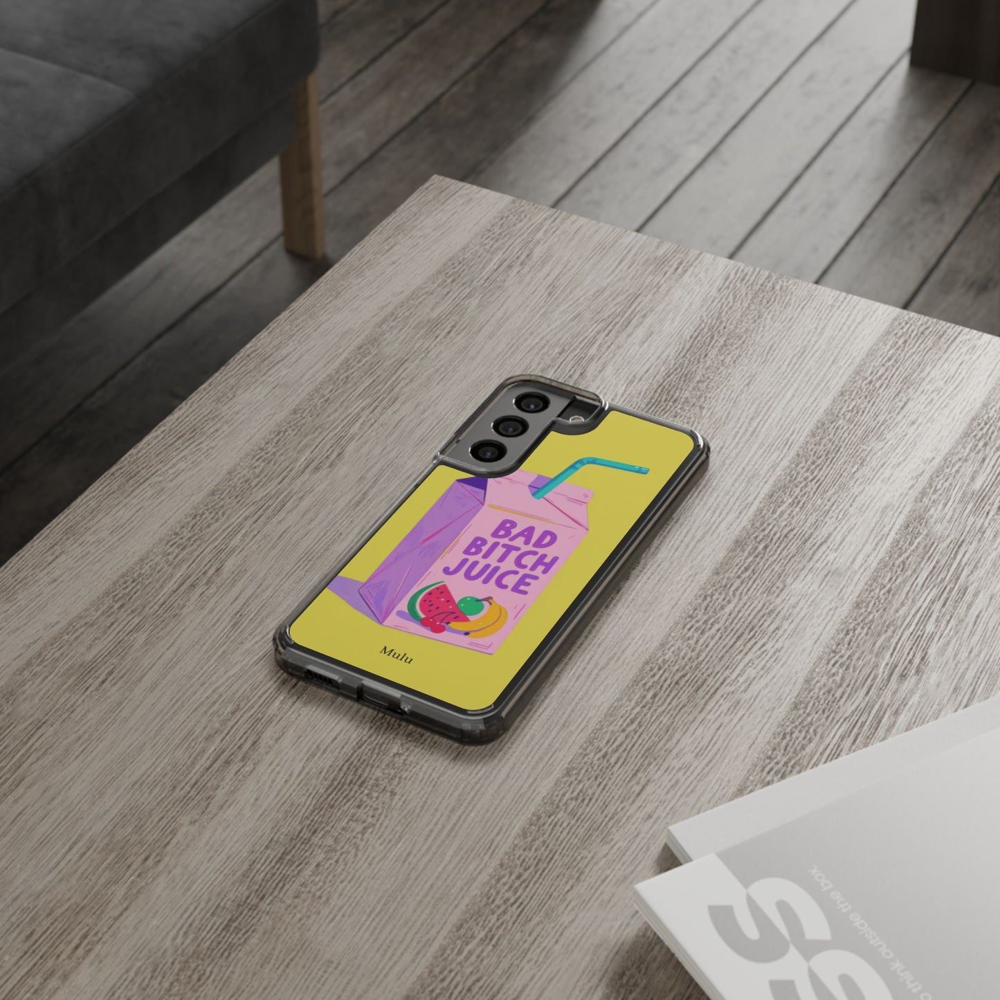 Clear Impact-Resistant Phone Case — "Bad Bitch Juice" Cartoon Juice Box Design