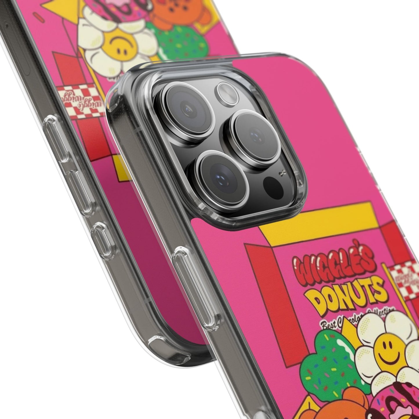 Donut Box Cute Phone Case — Clear Impact‑Resistant iPhone Cover with Smiling Donuts