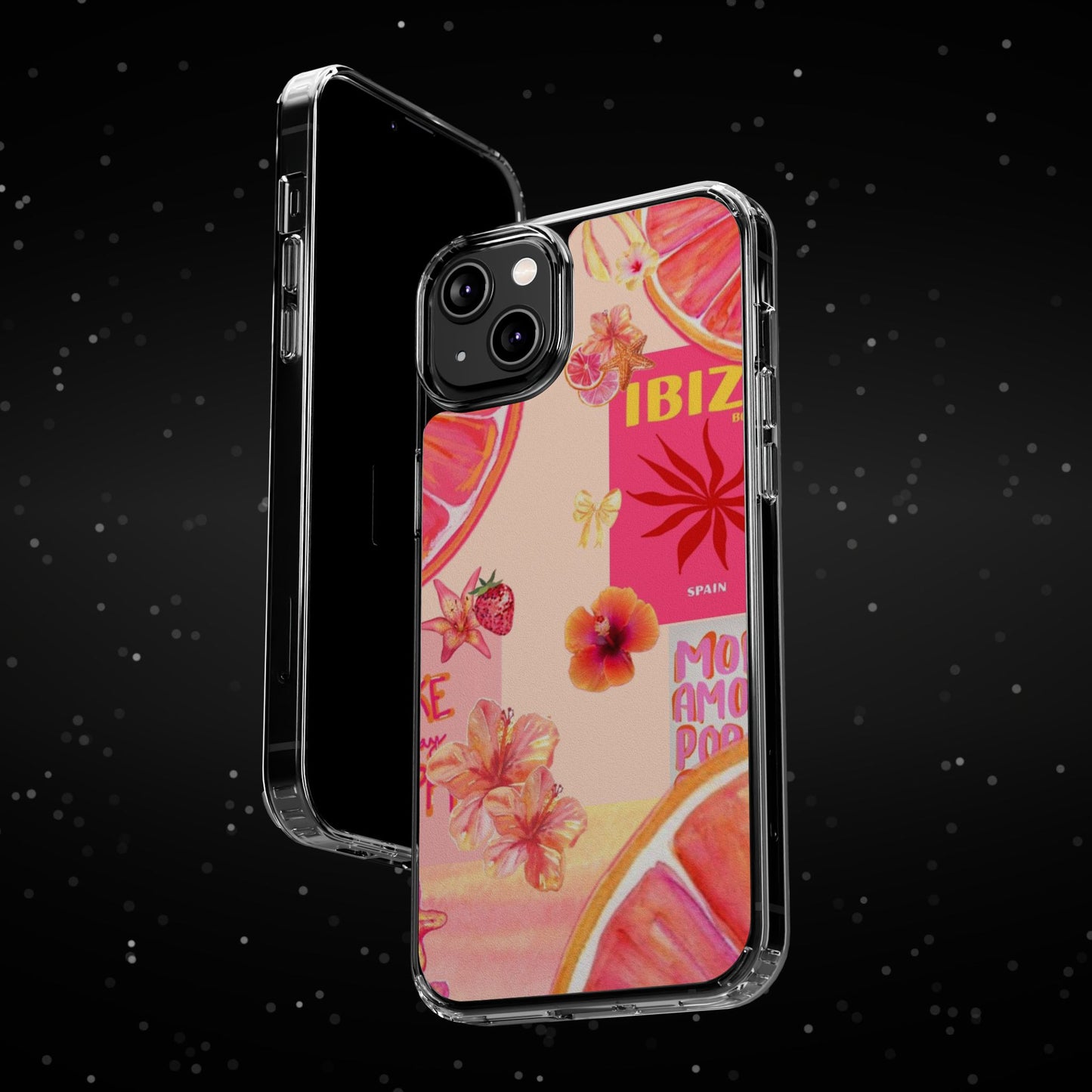 Clear Impact Phone Case — Pink Ibiza Citrus Floral Design