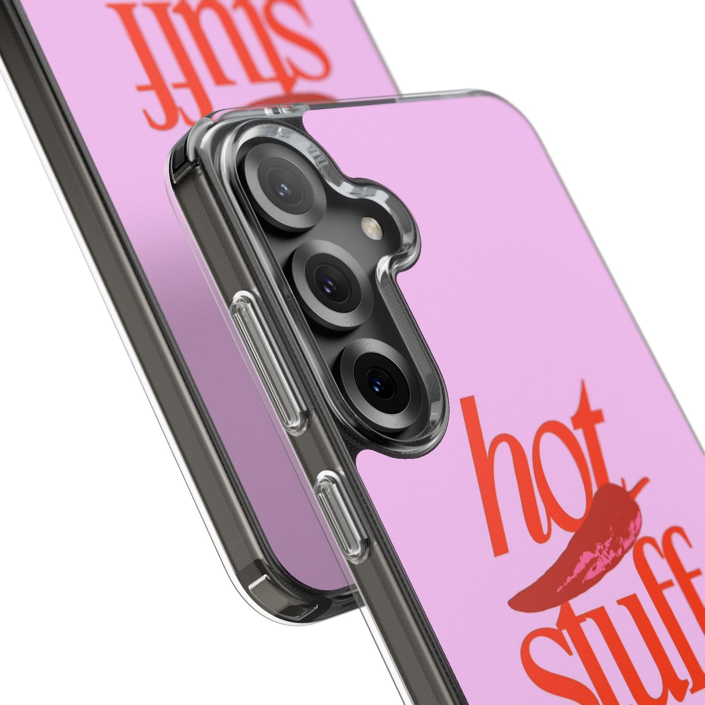 Hot Stuff Clear Impact Phone Case — Pink Retro Typography iPhone Cover