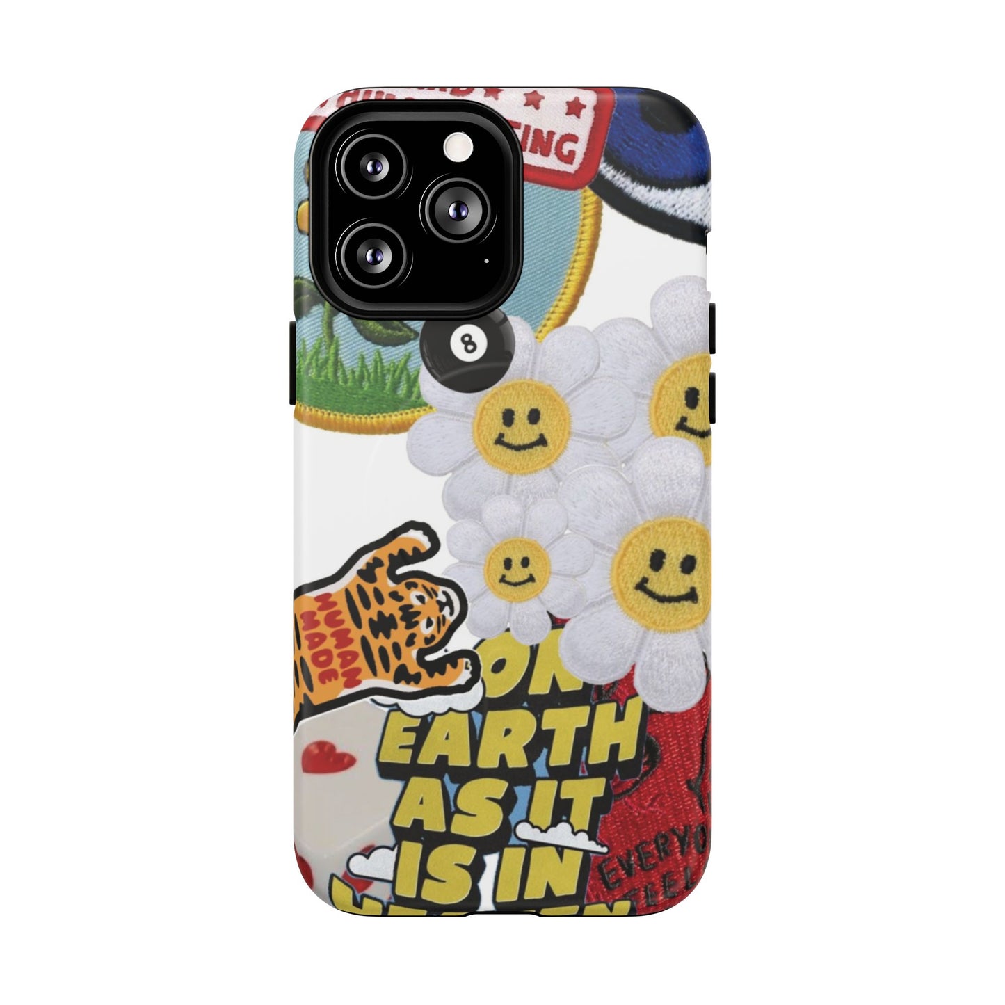 Phone Case — Retro Smiley Daisy Collage Tough Magnetic Cover