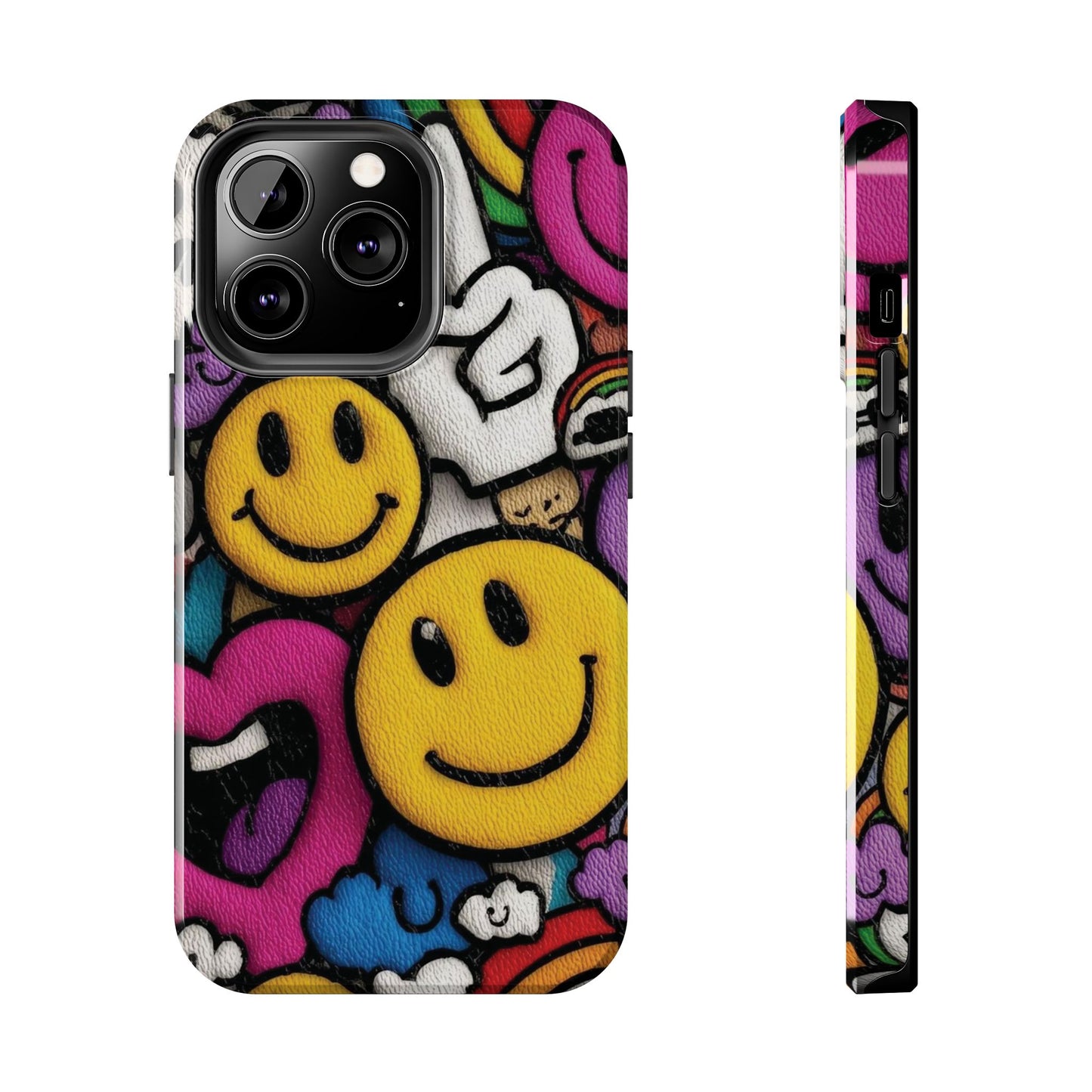 Smiley Graffiti Tough Phone Case – Colorful Urban Art Protection