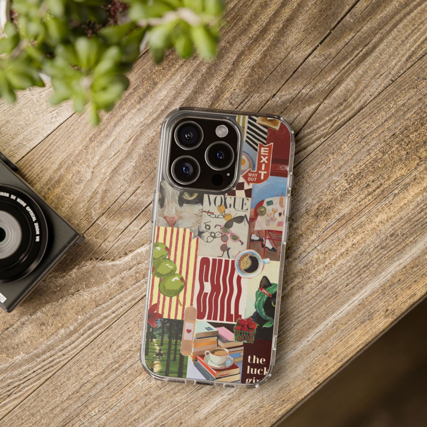 Collage Vintage Aesthetic Clear Impact-Resistant Phone Case
