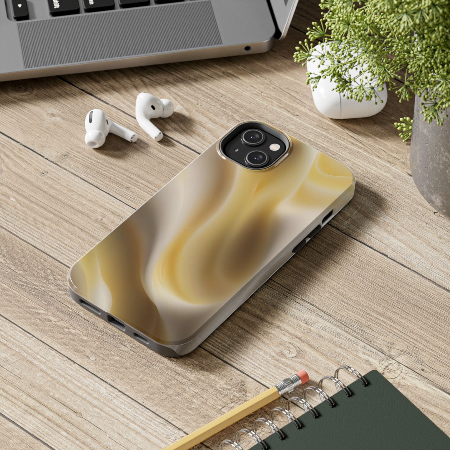Gold Marble Tough Phone Case — Protective iPhone Case with Elegant Swirl Design