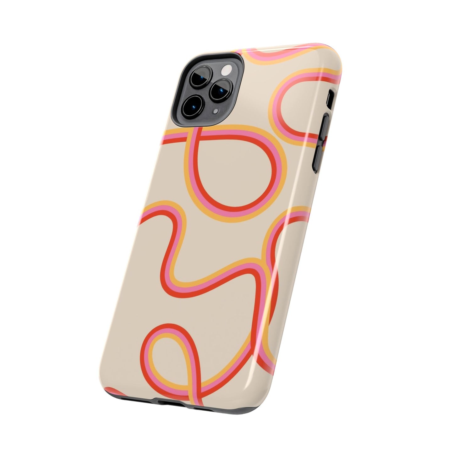 Retro Swirl Tough Phone Case — Beige Pink Orange Abstract Protection