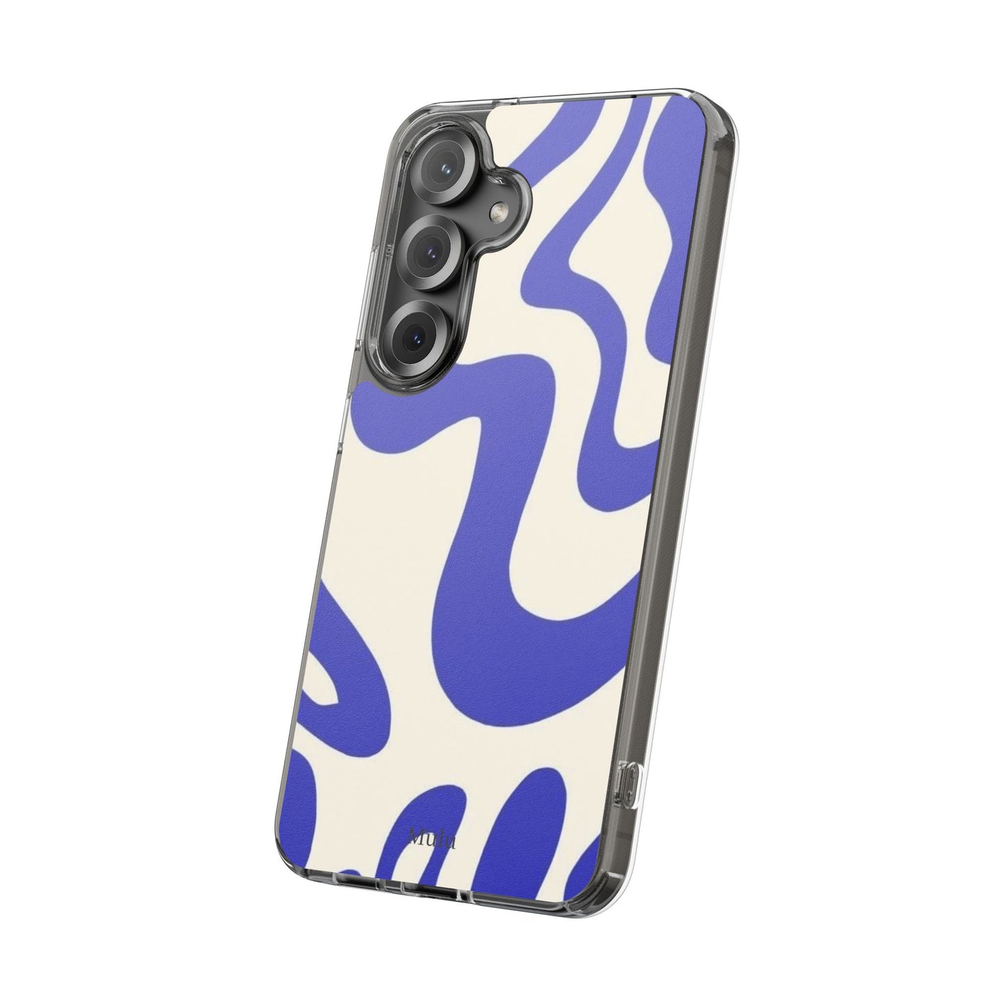 Clear Impact-Resistant Case — Blue Abstract Wavy Pattern