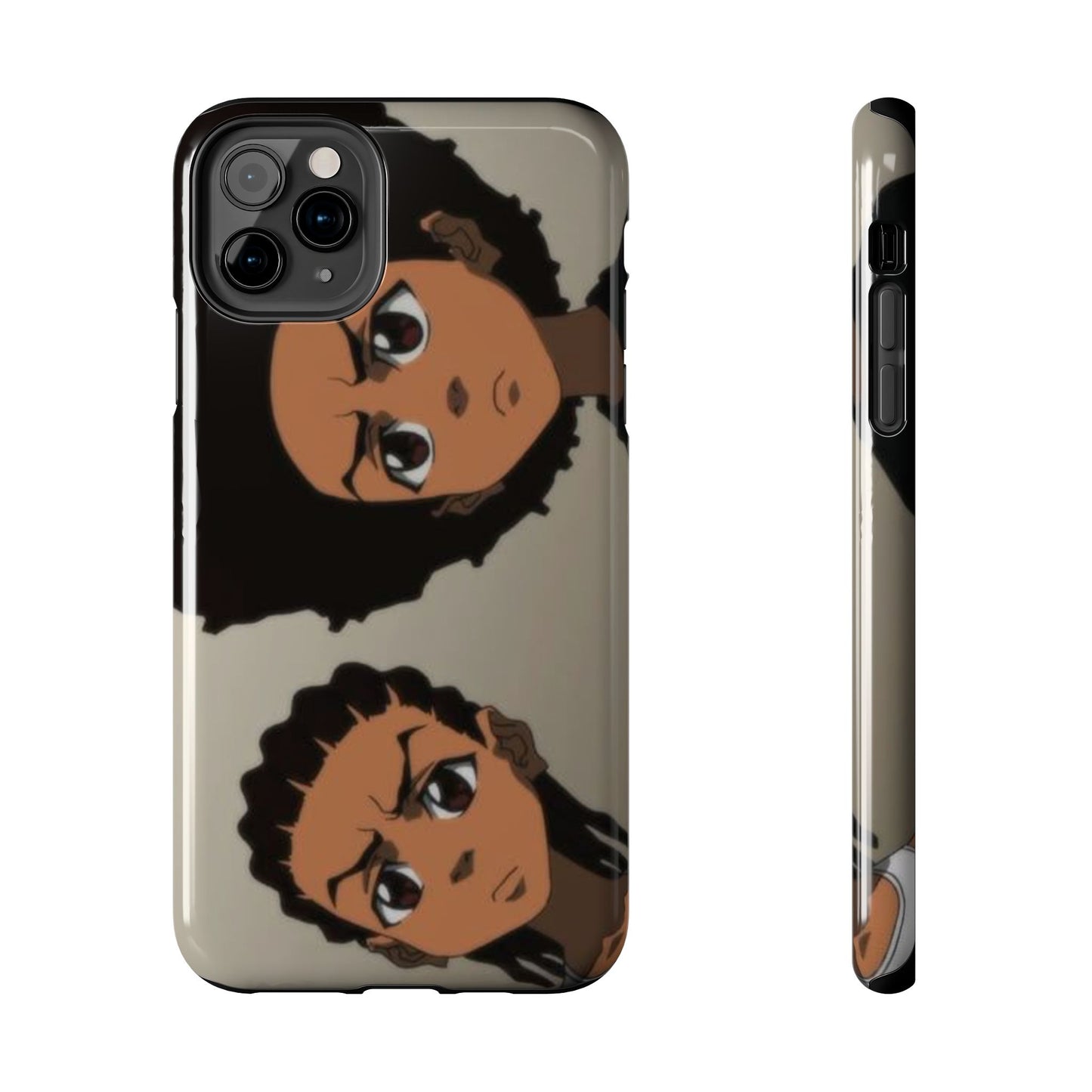Tough Phone Case — Afro Anime Duo Face Design, Protective Shockproof Cover