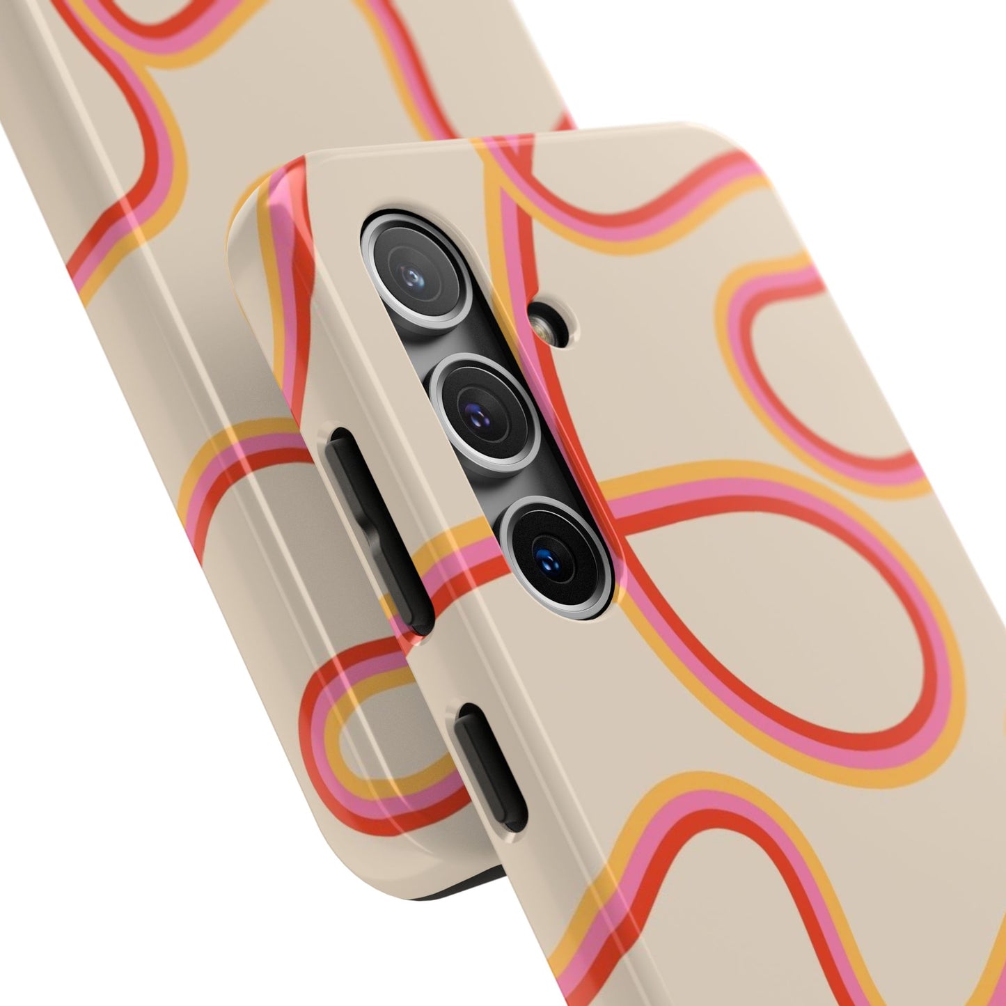 Retro Swirl Tough Phone Case — Beige Pink Orange Abstract Protection