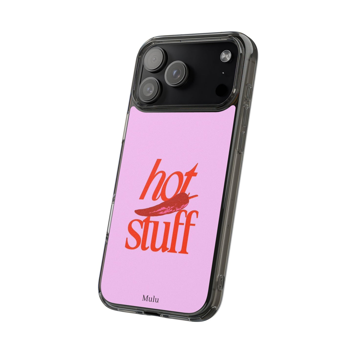Hot Stuff Clear Impact Phone Case — Pink Retro Typography iPhone Cover